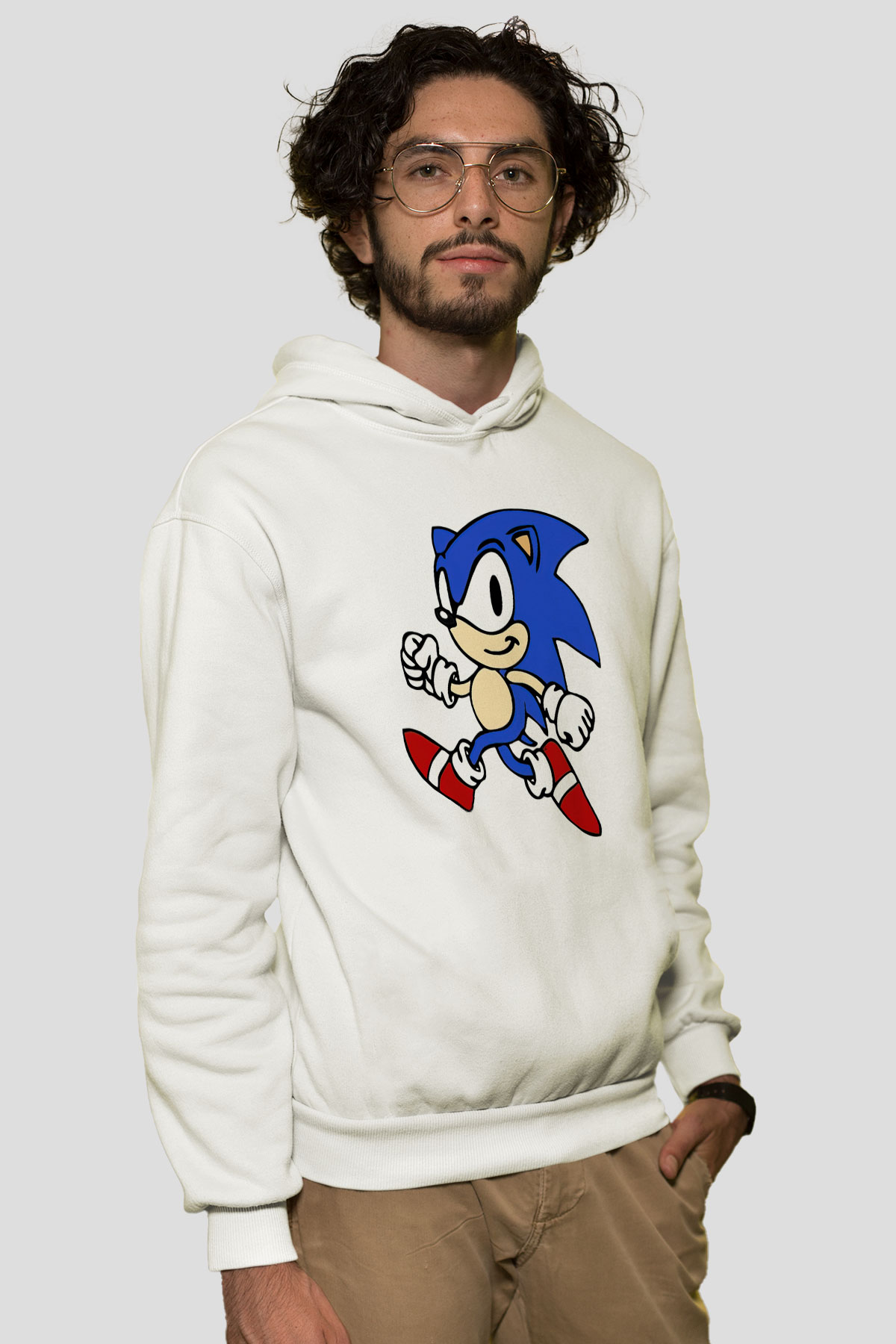 Sonic the Hedgehog Beyaz Unisex Hoodie