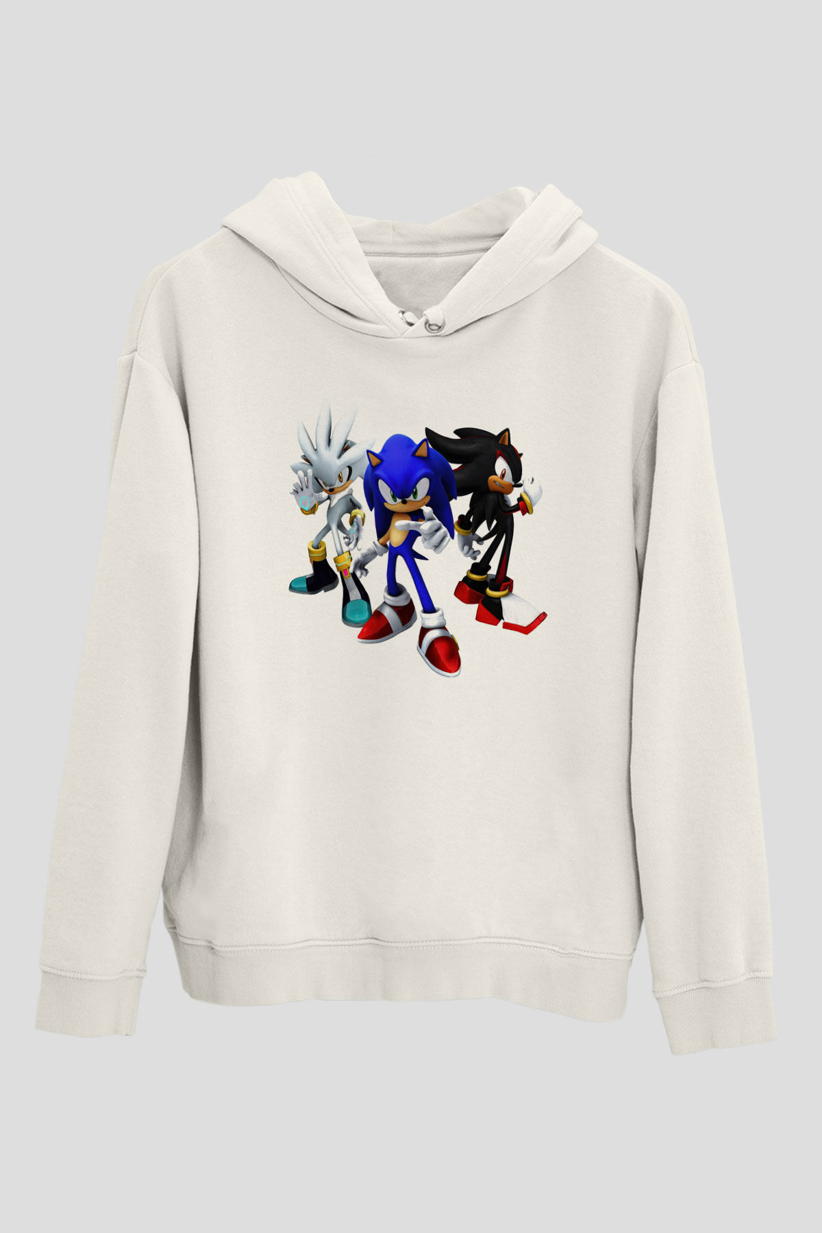 Sonic the Hedgehog Beyaz Unisex Kapşonlu Sweatshirt