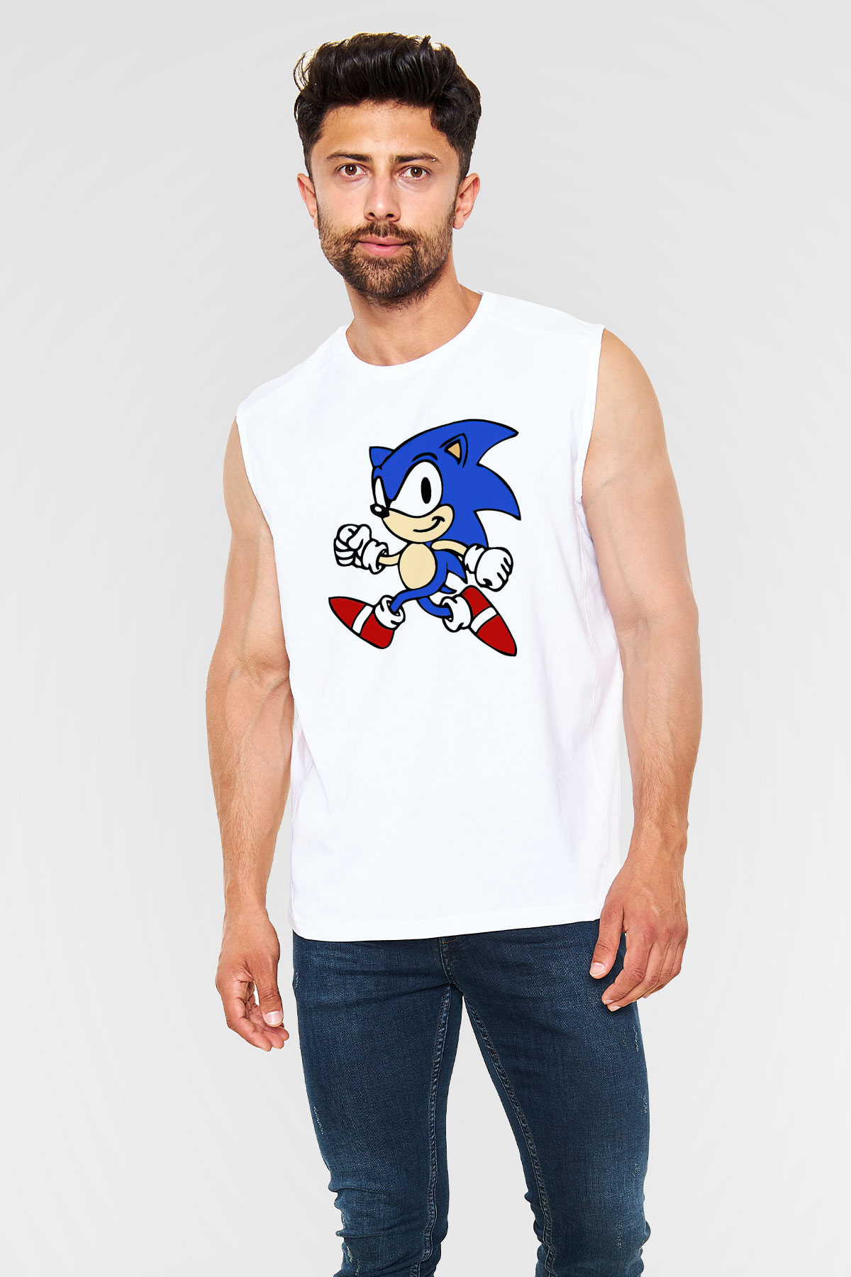 Sonic the Hedgehog Beyaz Unisex Kolsuz Tişört