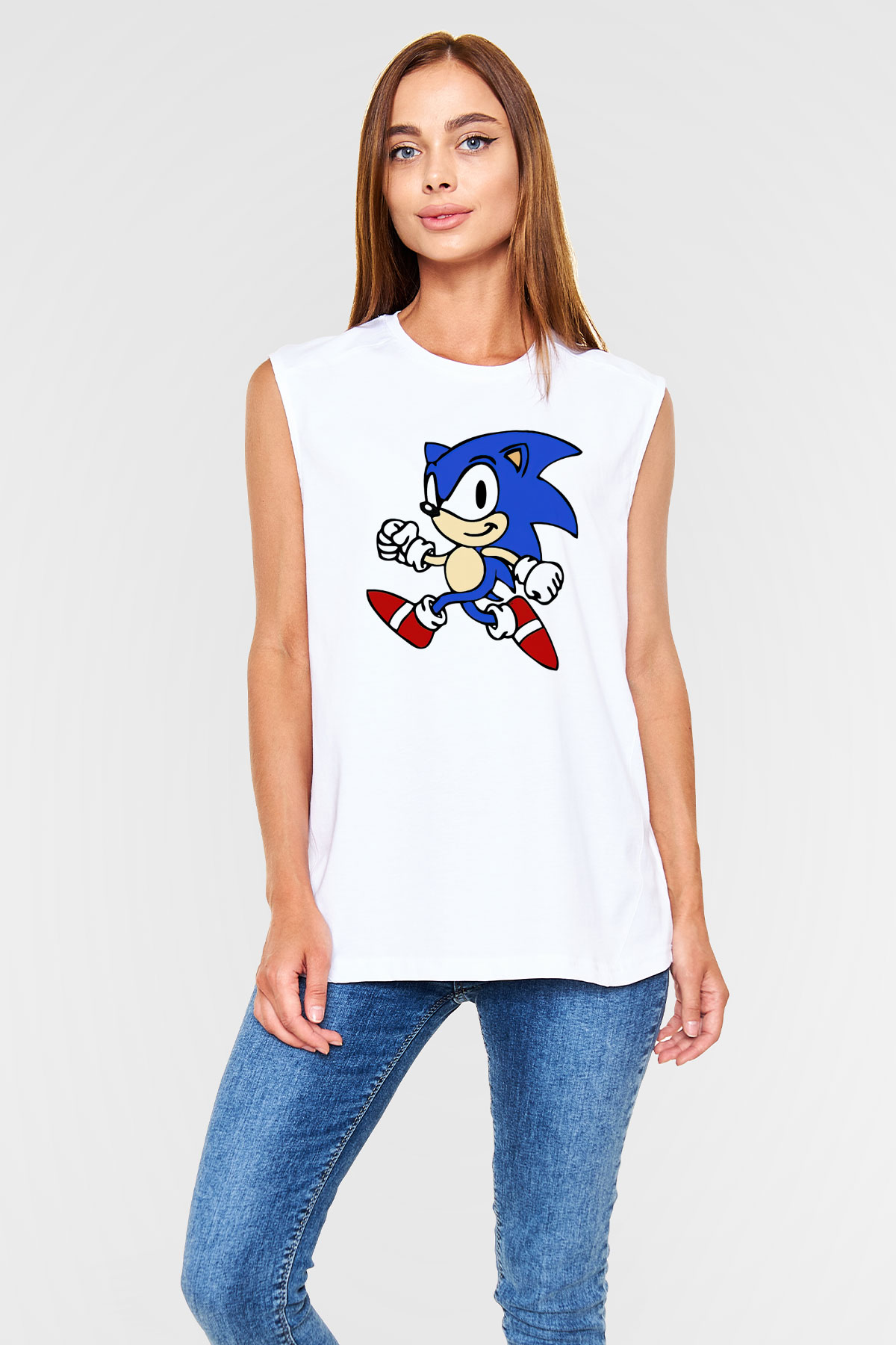 Sonic the Hedgehog Beyaz Unisex Kolsuz Tişört