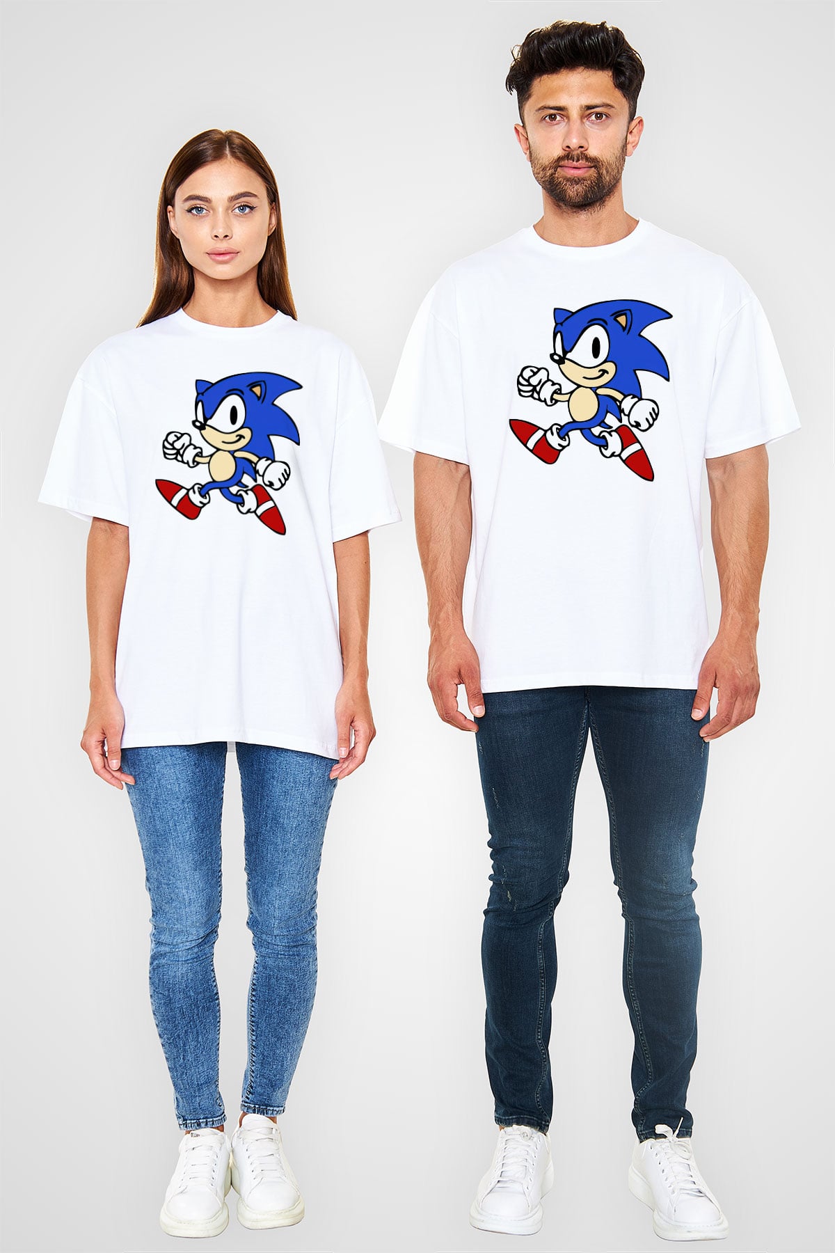 Sonic the Hedgehog Beyaz Unisex Oversize Tişört T-Shirt