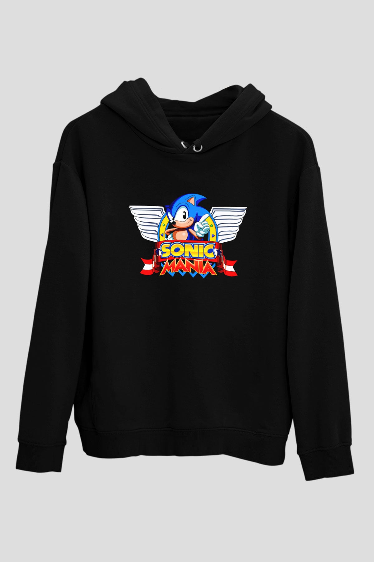 Sonic the Hedgehog Siyah Unisex Kapüşonlu Sweatshirt