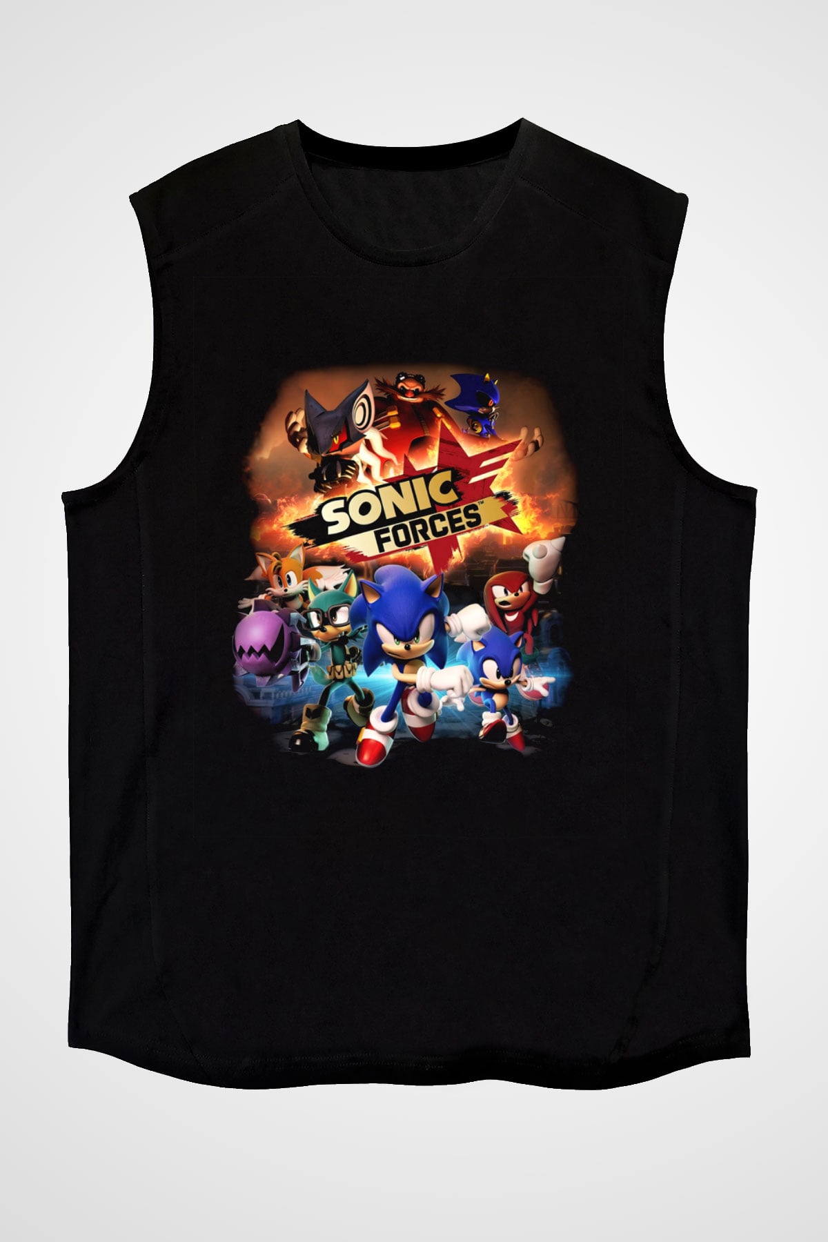 Sonic the Hedgehog Siyah Unisex Kolsuz Tişört
