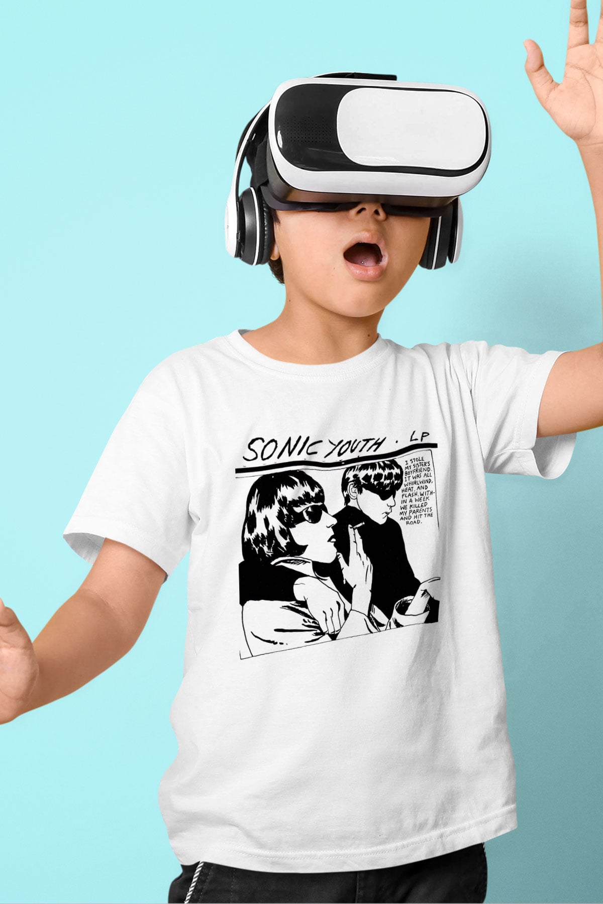 Sonic Youth Baskılı Beyaz Unisex Çocuk Tişört