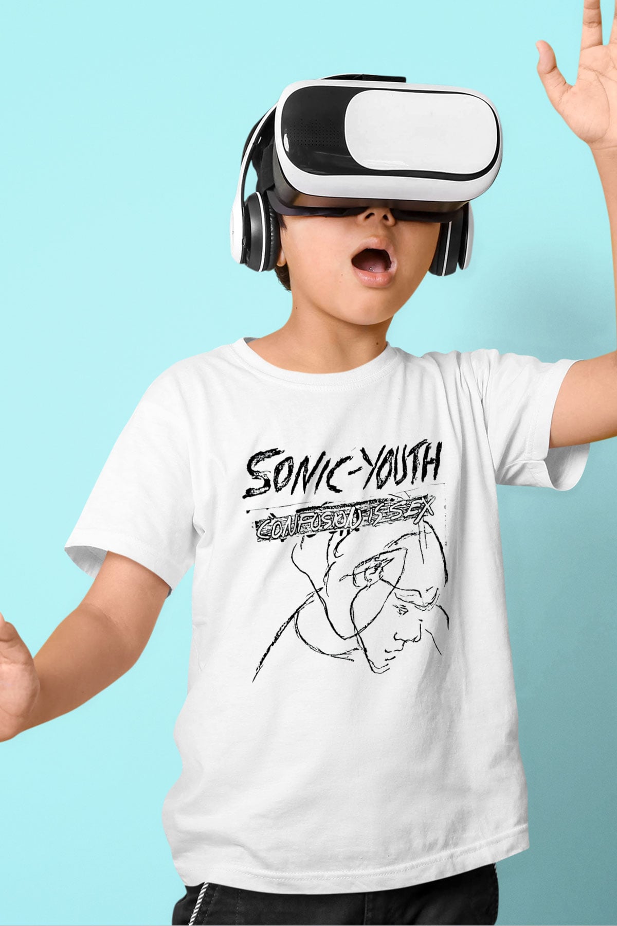 Sonic Youth Baskılı Beyaz Unisex Çocuk Tişört