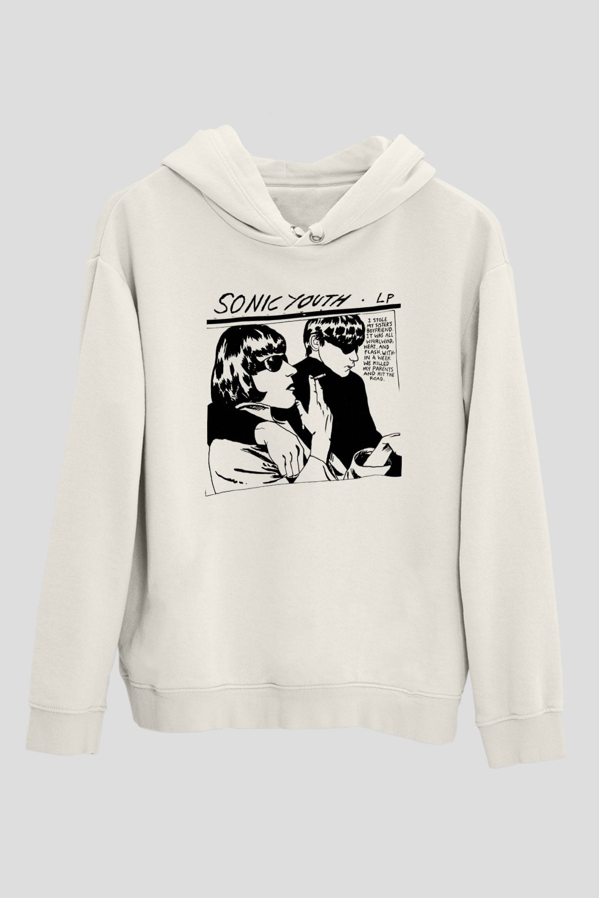 Sonic Youth Beyaz Unisex Kapşonlu Sweatshirt