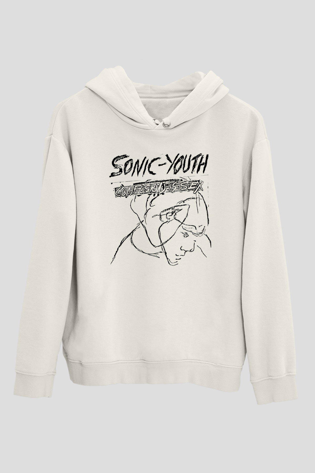 Sonic Youth Beyaz Unisex Kapşonlu Sweatshirt