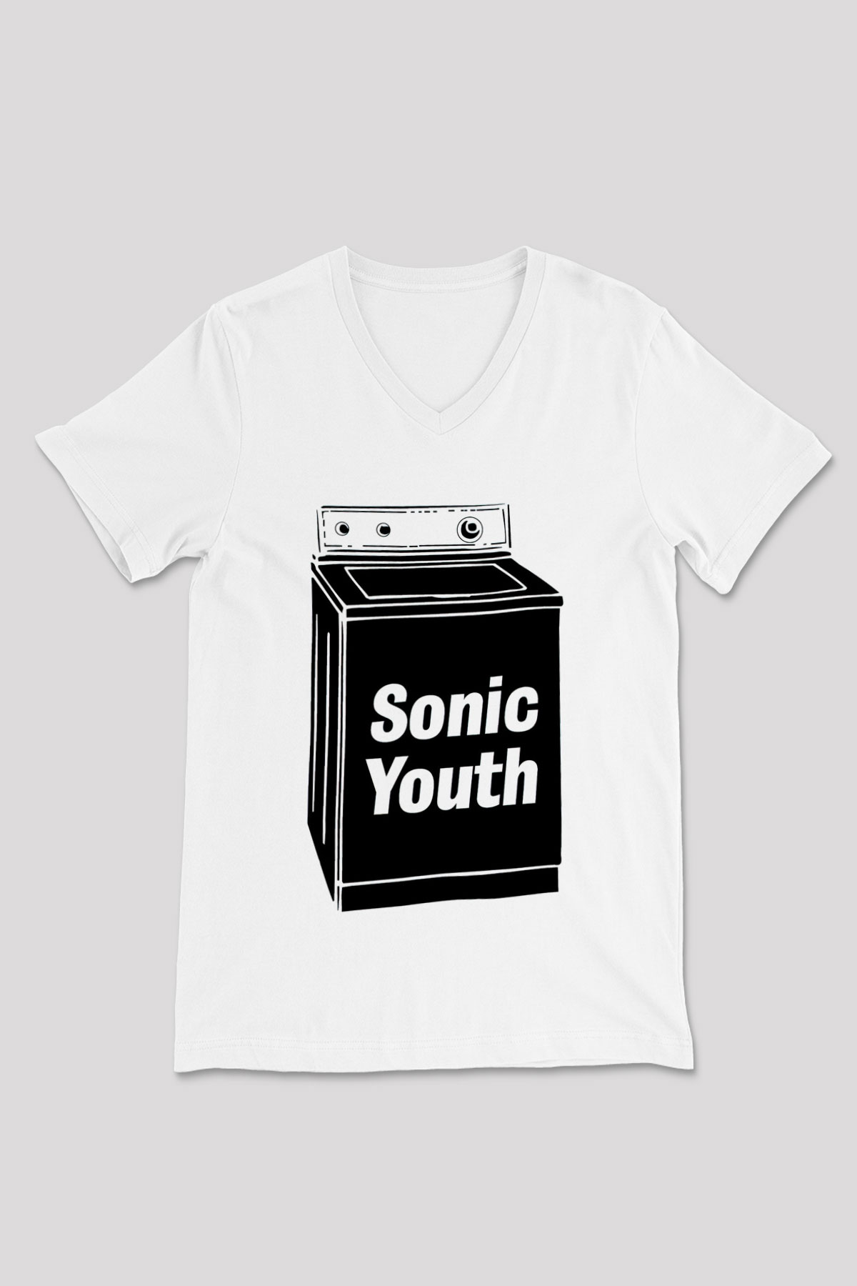 Sonic Youth Beyaz Unisex V Yaka Tişört T-Shirt - V Yaka Tişört Fabrikası