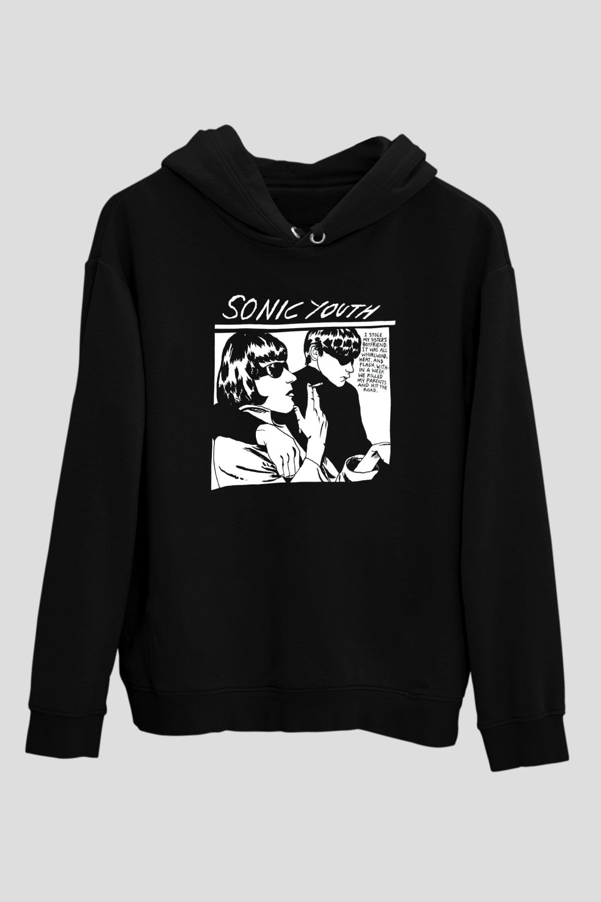 Sonic Youth Siyah Unisex Kapşonlu Sweatshirt