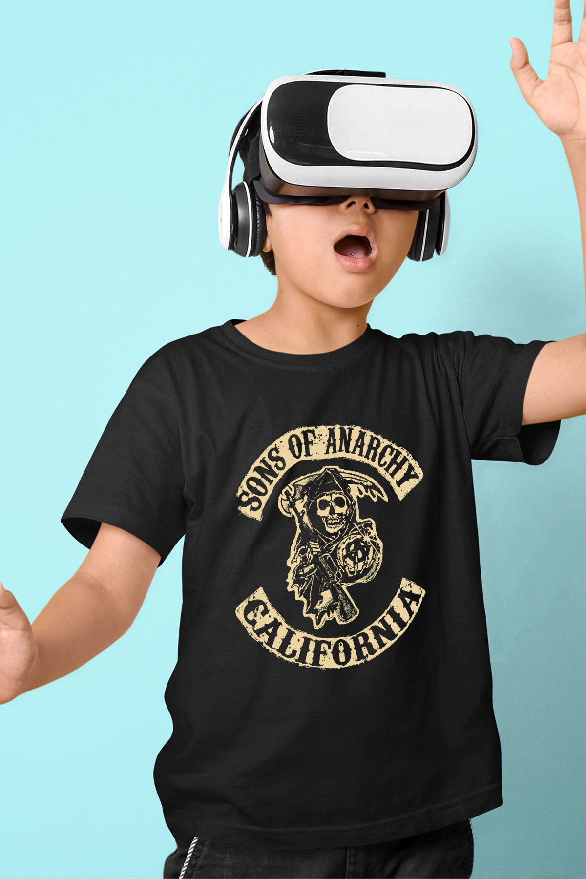 Sons of Anarchy Baskılı Siyah Unisex Çocuk Tişört