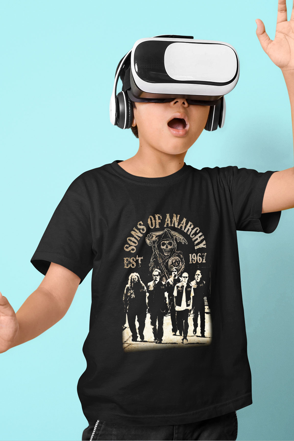 Sons of Anarchy Baskılı Siyah Unisex Çocuk Tişört