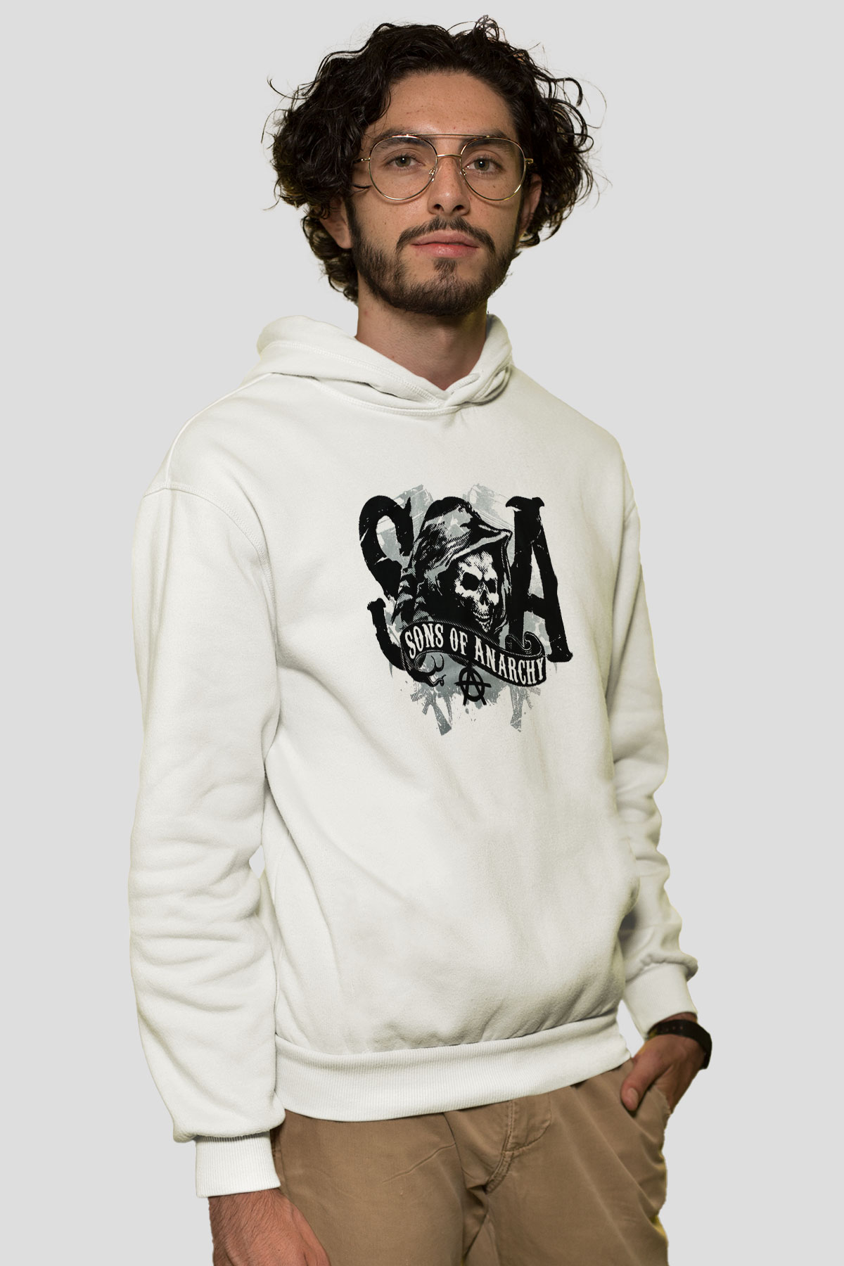 Sons of Anarchy Beyaz Unisex Kapşonlu Sweatshirt