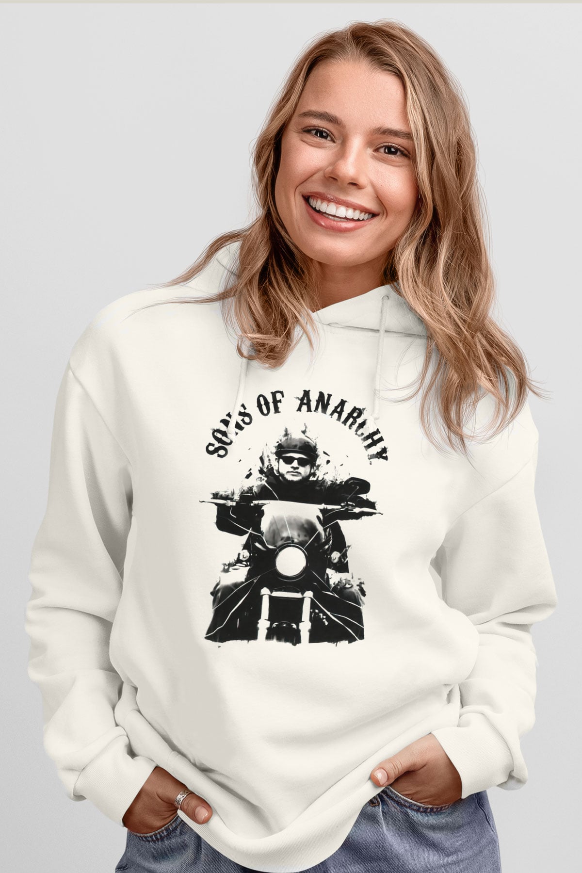 Sons of Anarchy Beyaz Unisex Kapşonlu Sweatshirt