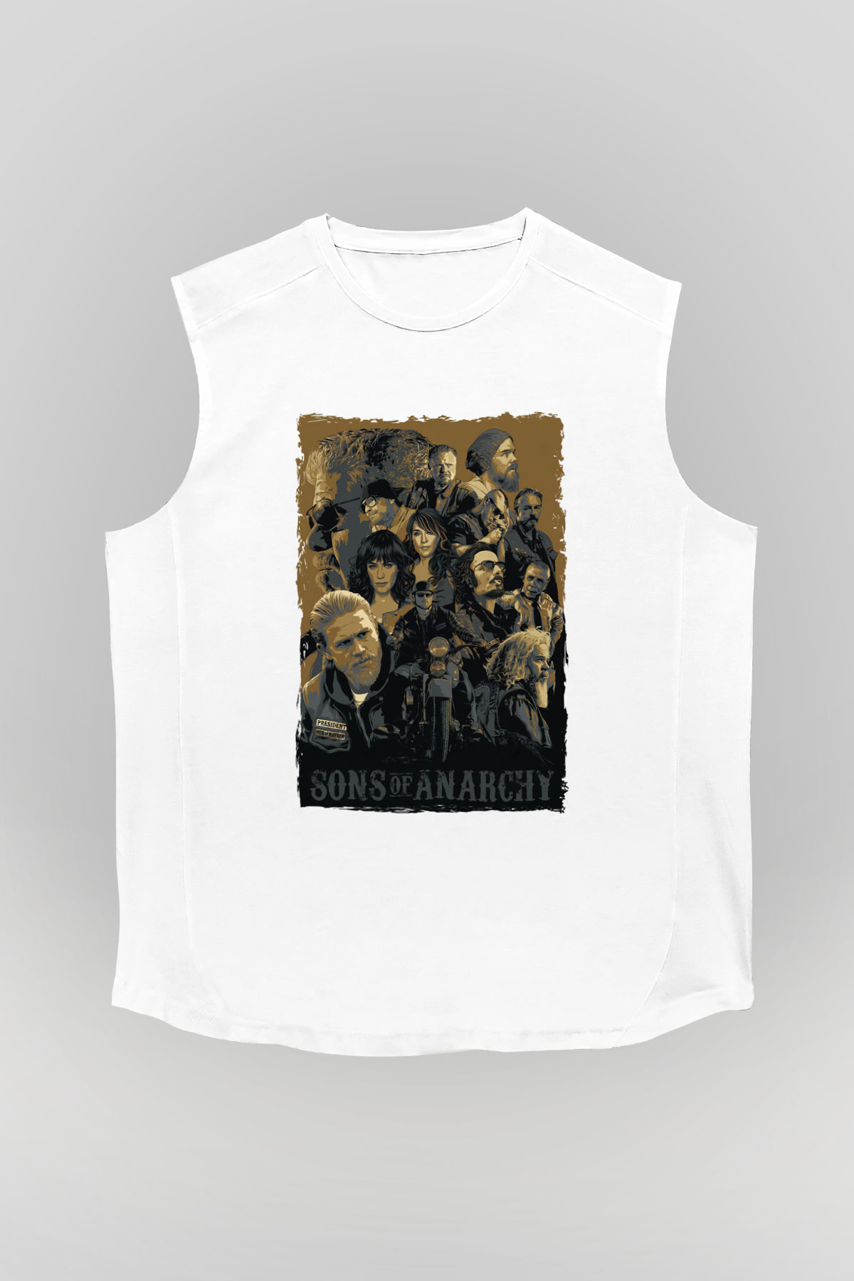 Sons of Anarchy Beyaz Unisex Kolsuz Tişört