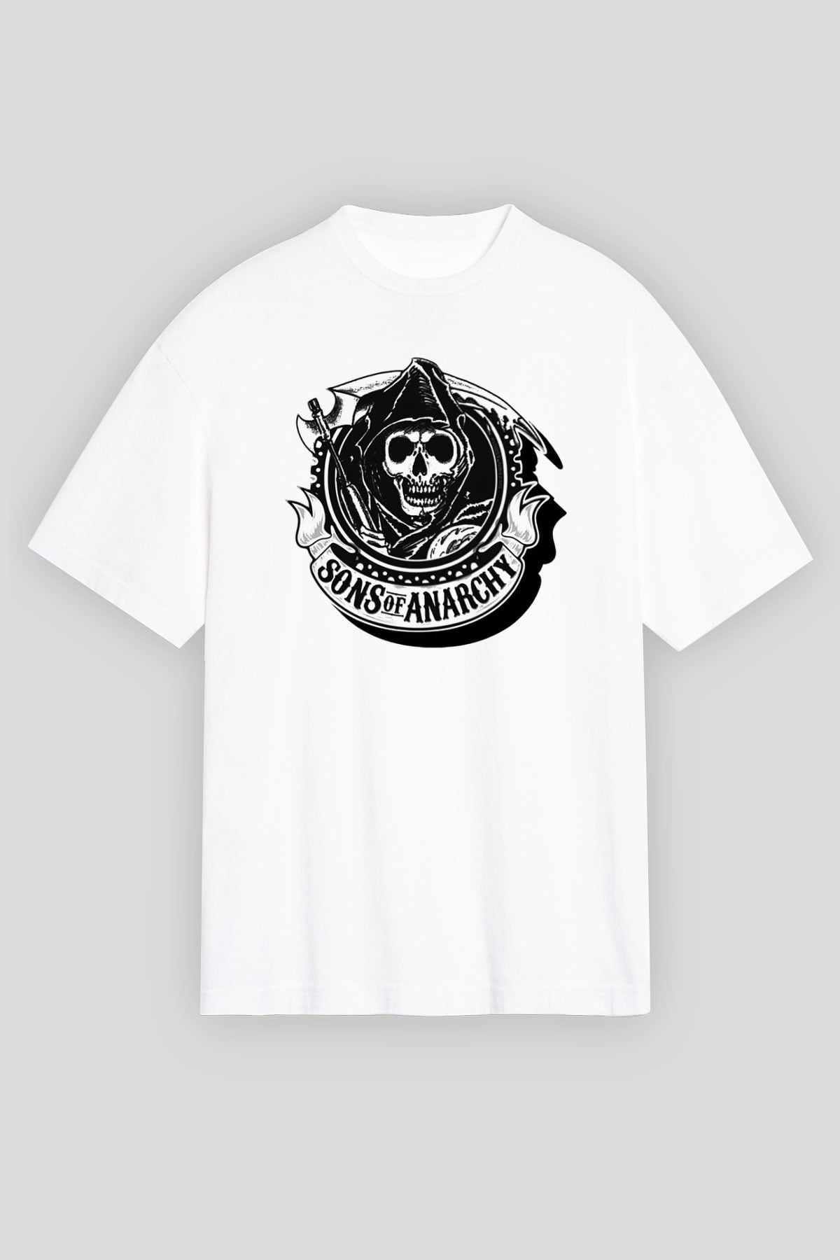 Sons of Anarchy Beyaz Unisex Oversize Tişört T-Shirt