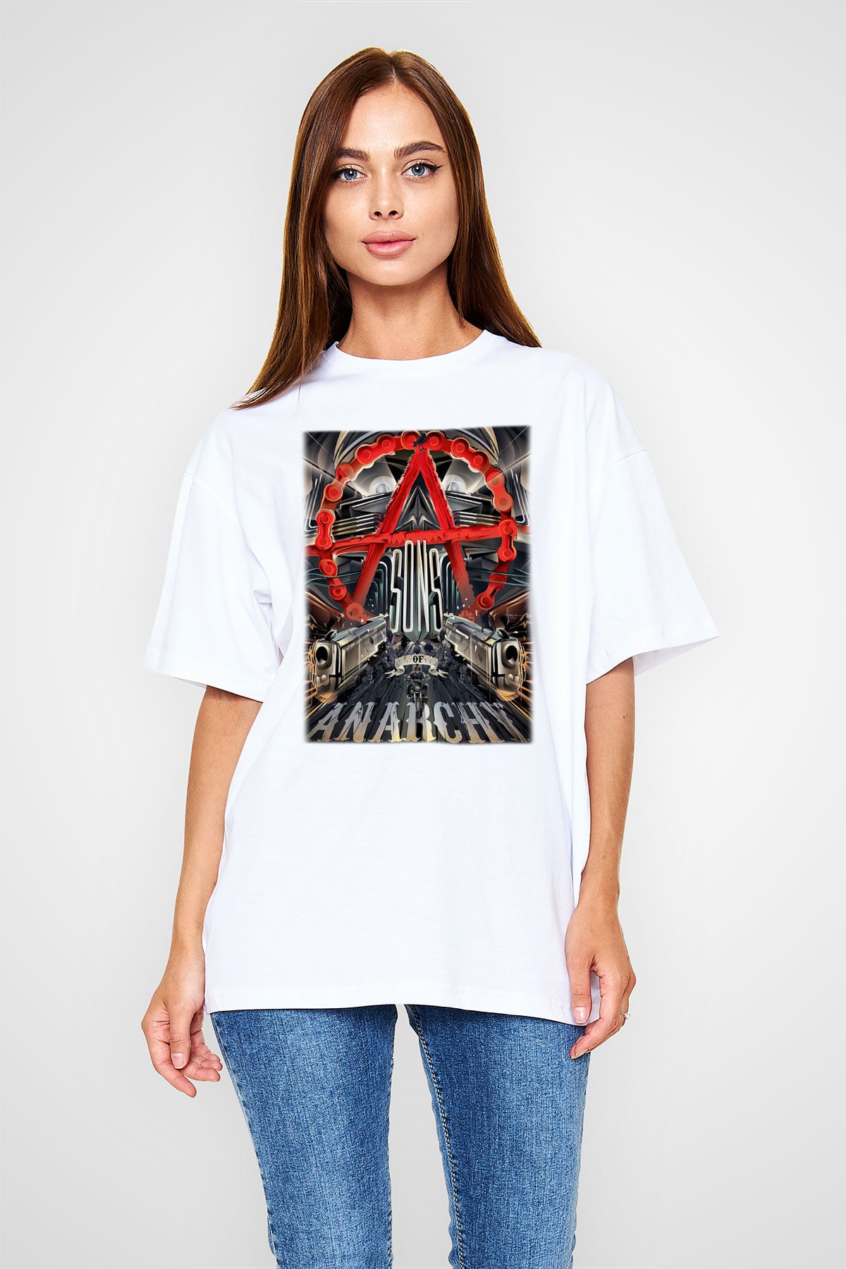 Sons of Anarchy Beyaz Unisex Oversize Tişört T-Shirt
