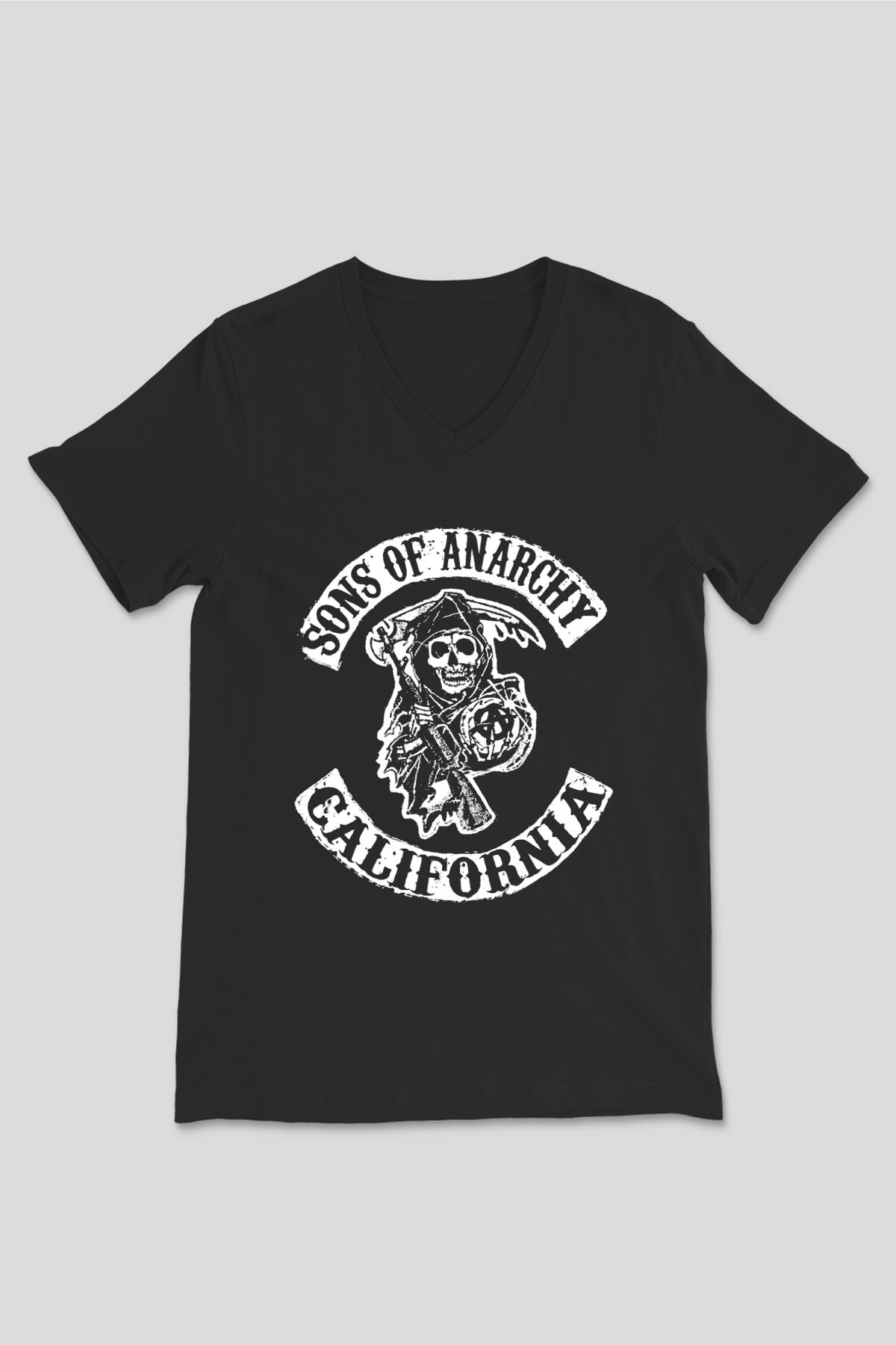 Sons of Anarchy Siyah Unisex V Yaka Tişört T-Shirt