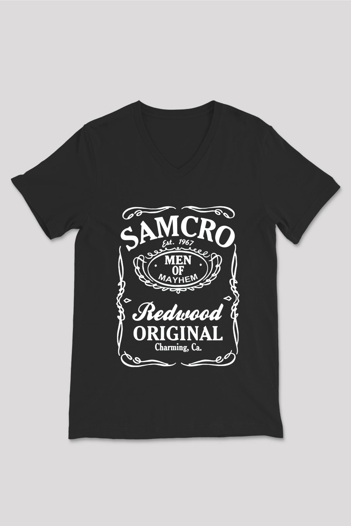 Sons of Anarchy Siyah Unisex V Yaka Tişört T-Shirt