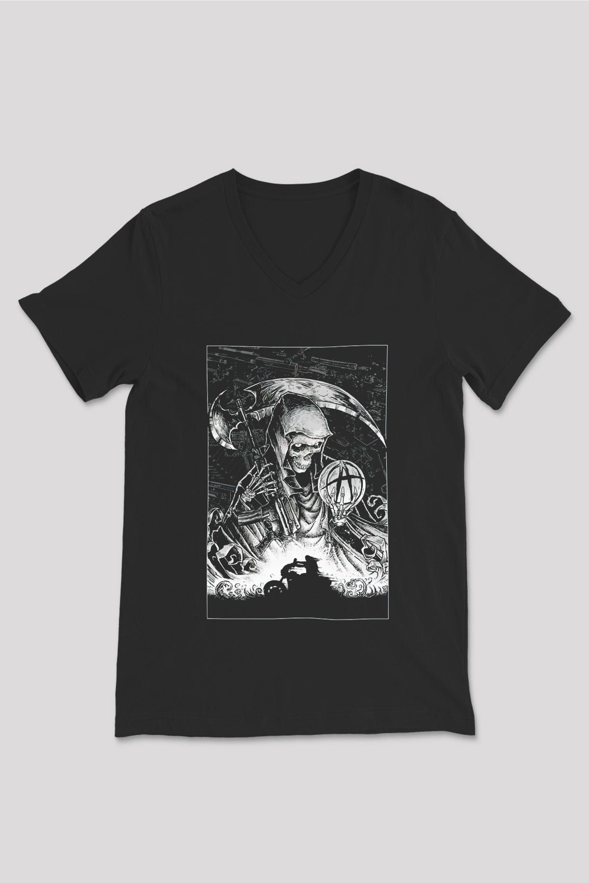 Sons of Anarchy Siyah Unisex V Yaka Tişört T-Shirt