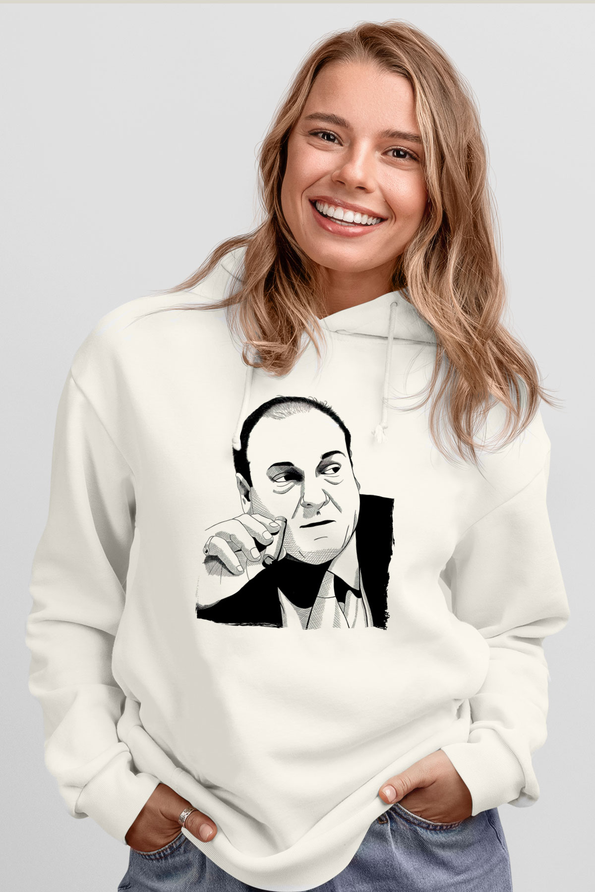 Sopranos Baskılı Beyaz Unisex Hoodie
