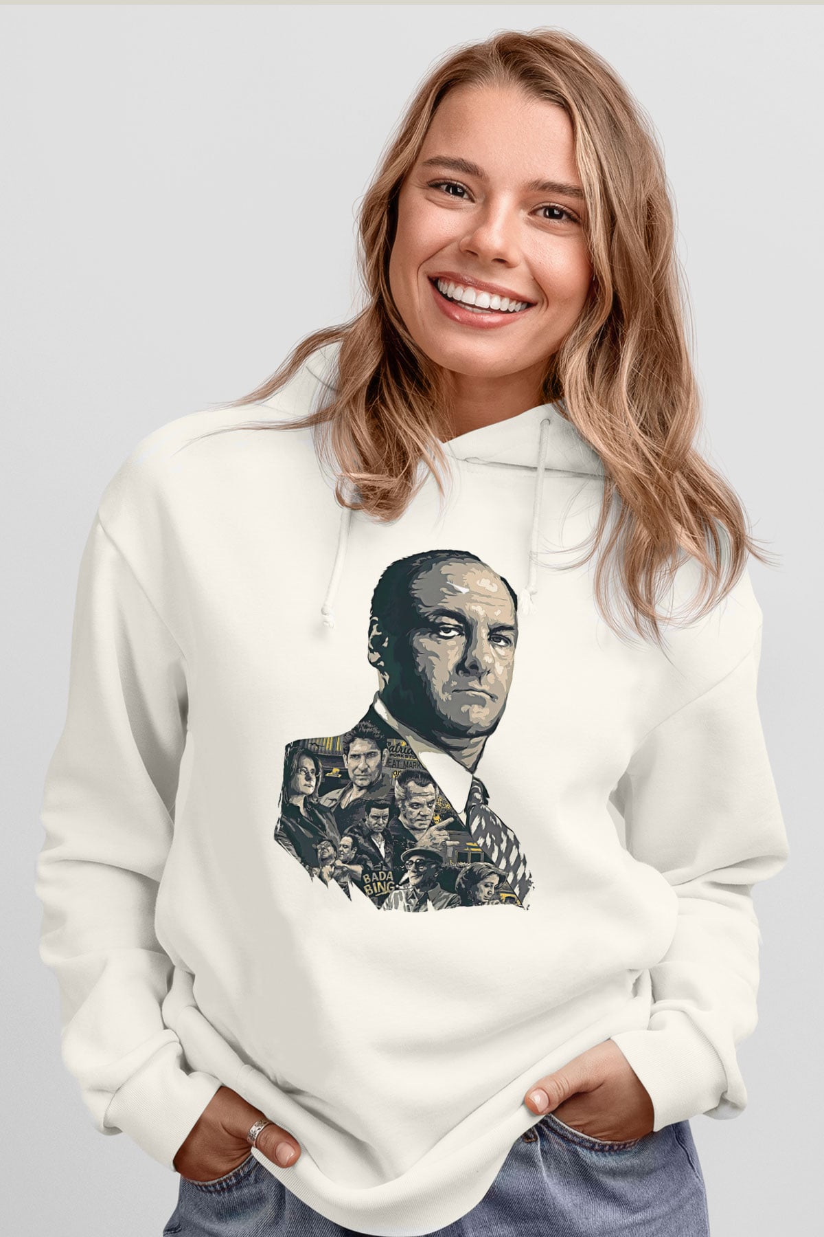 Sopranos Baskılı Beyaz Unisex Hoodie