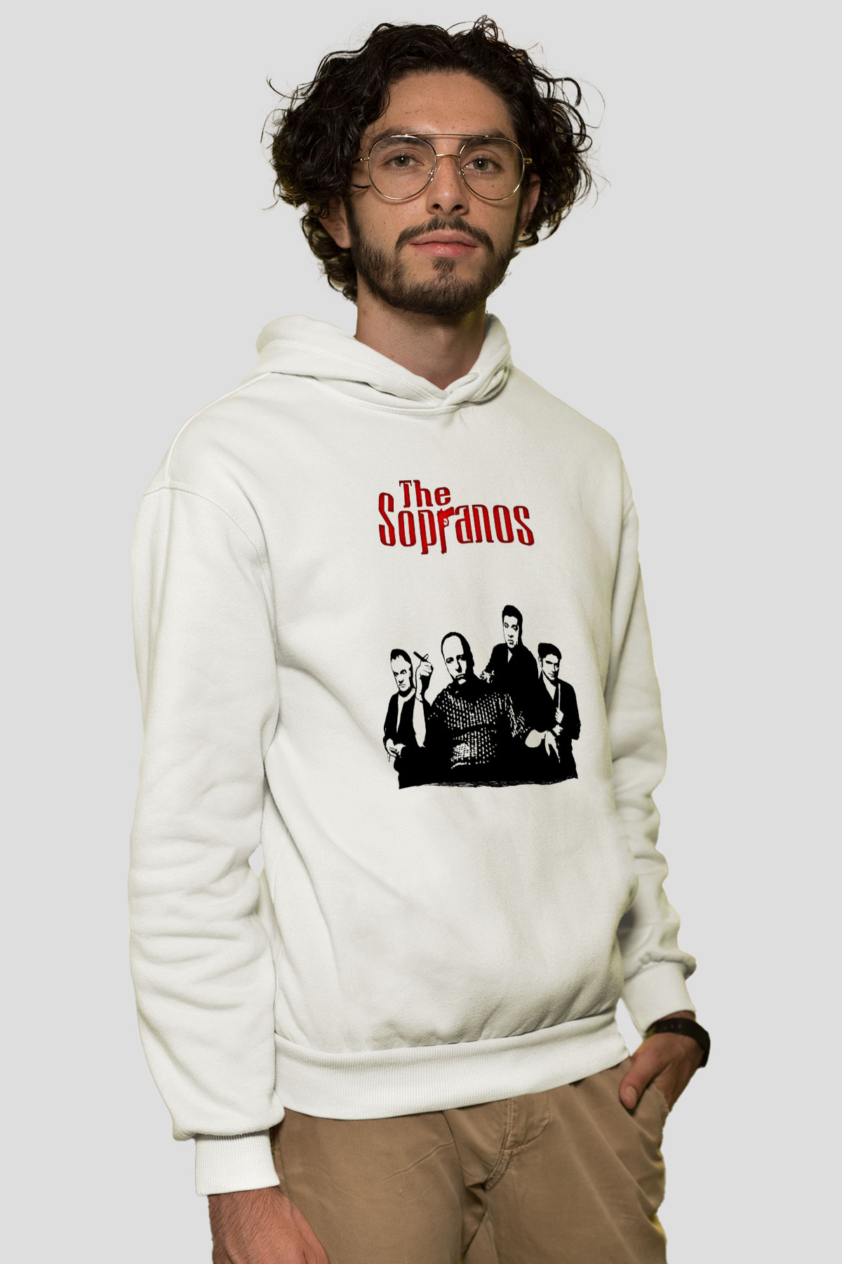 Sopranos Baskılı Beyaz Unisex Hoodie