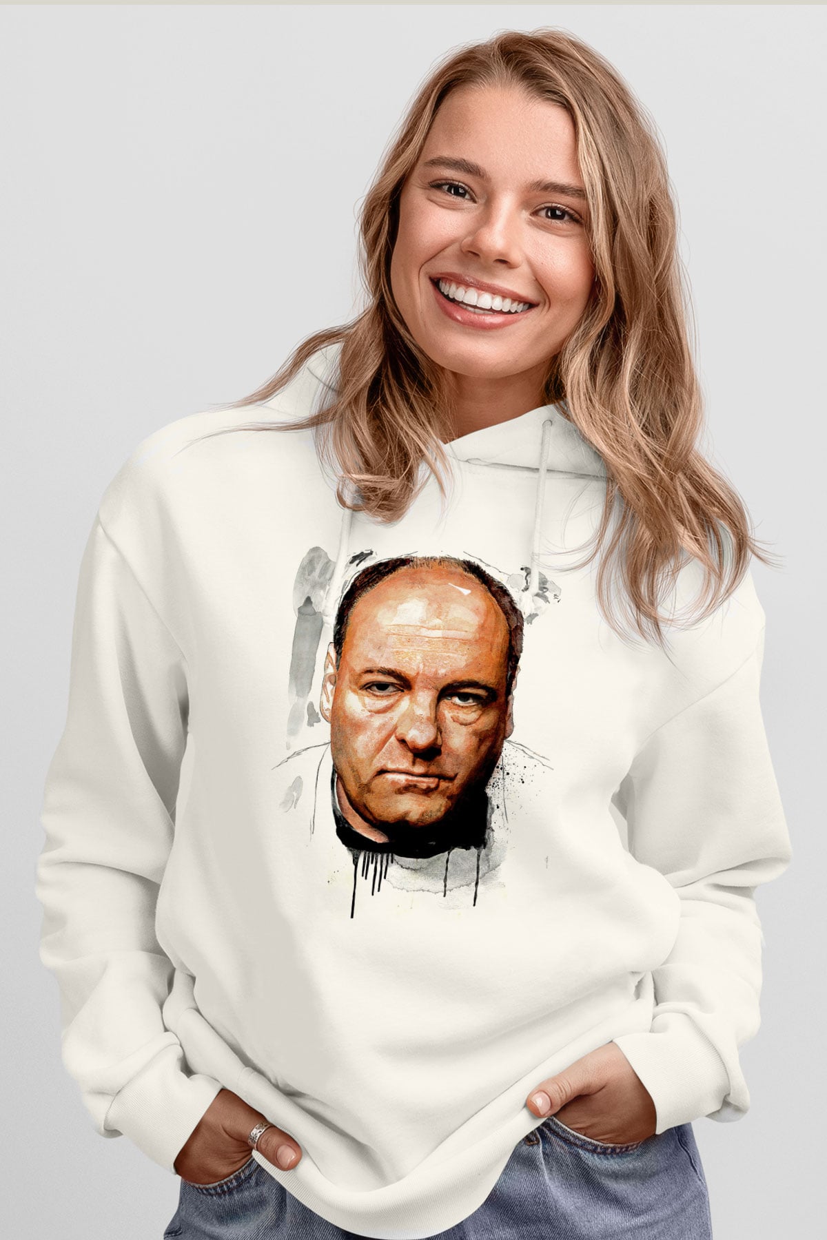 Sopranos Baskılı Beyaz Unisex Hoodie