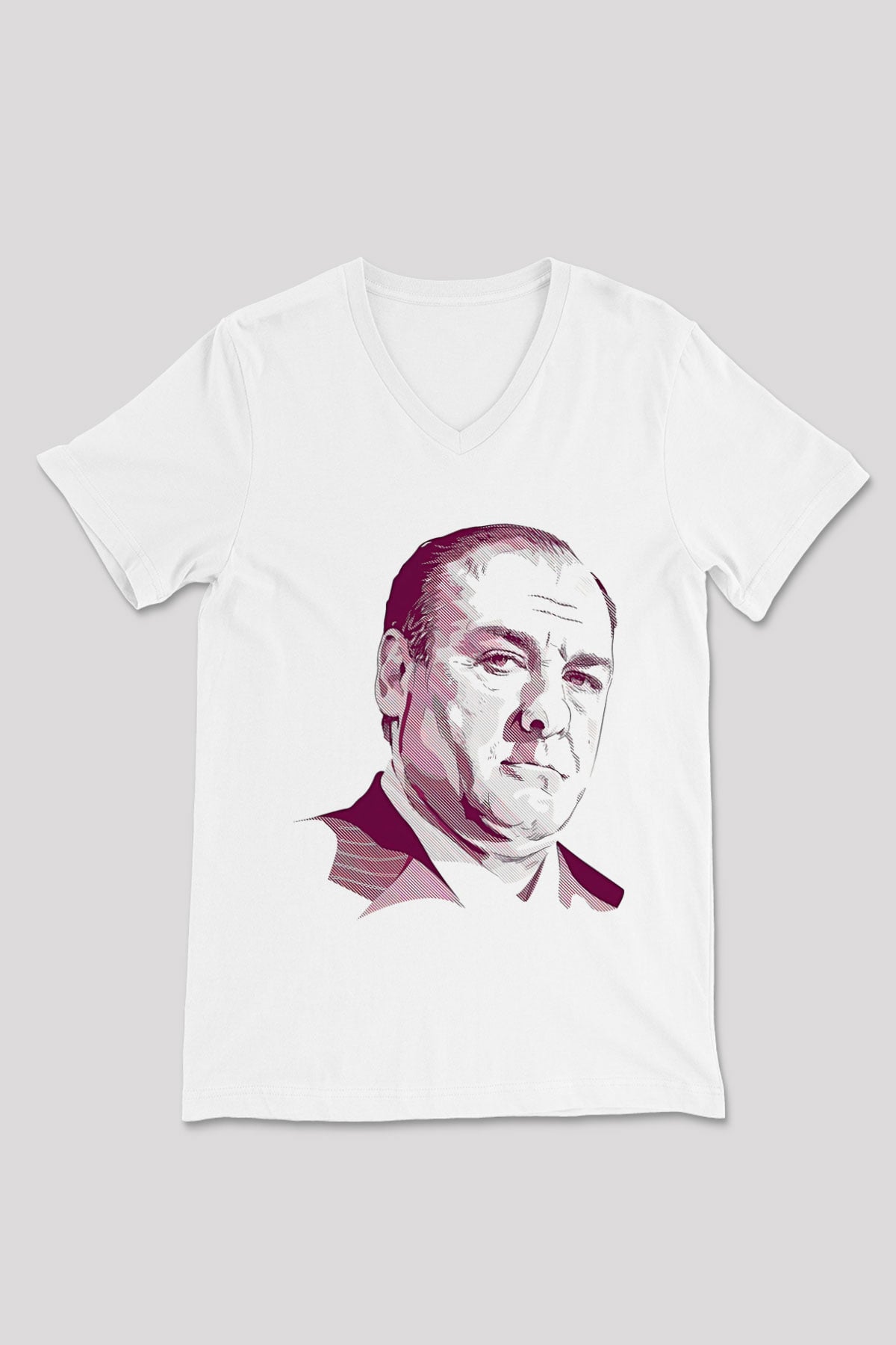 Sopranos Baskılı Beyaz Unisex V Yaka Tişört - Tshirt
