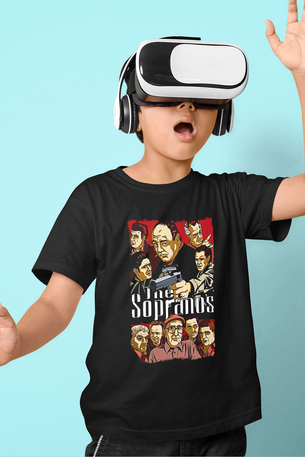Sopranos Baskılı Unisex Siyah Çocuk Tişört - Tshirt