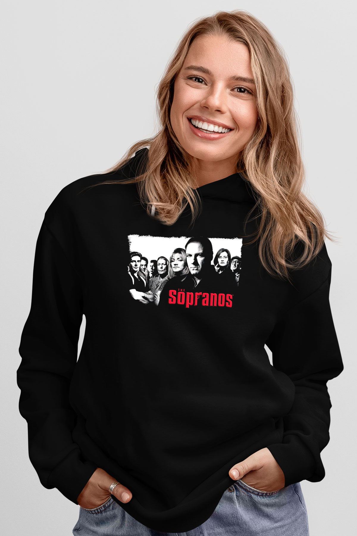 Sopranos Baskılı Unisex Siyah Hoodie