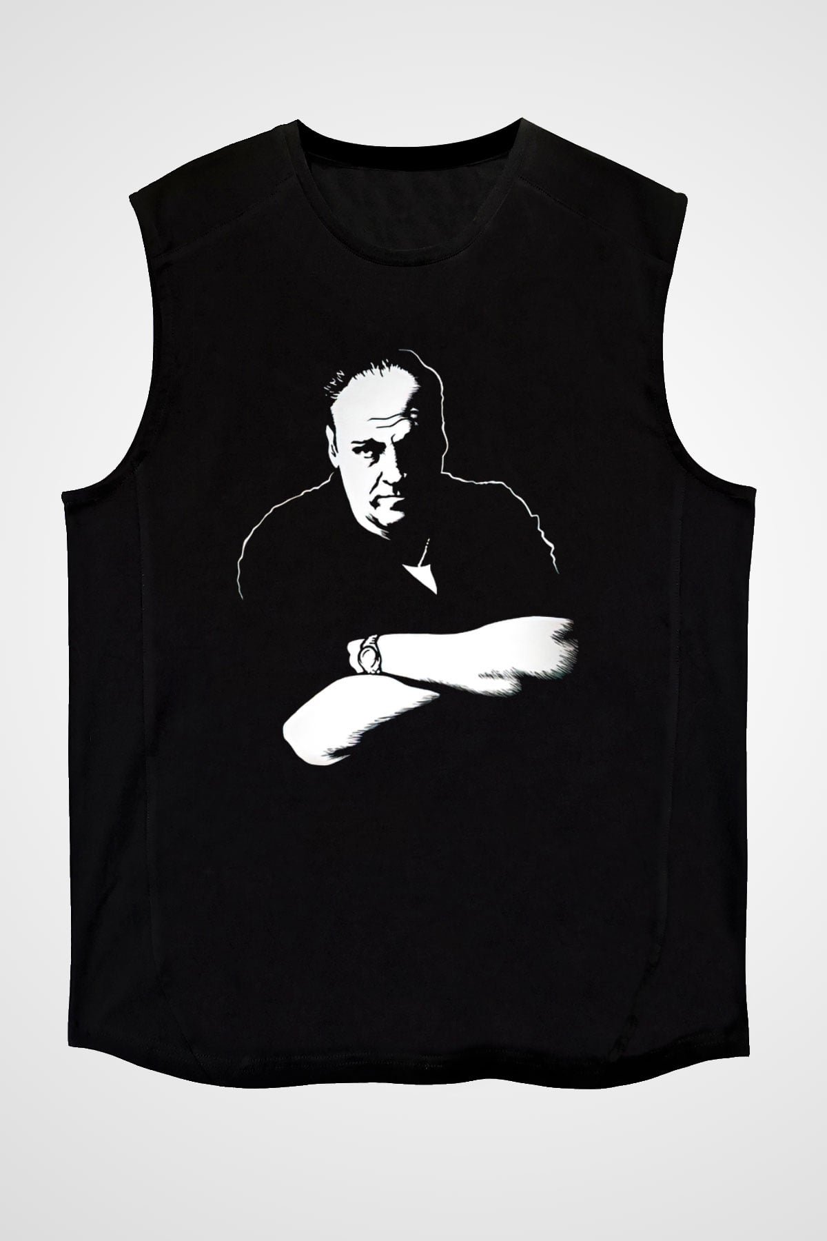 Sopranos Baskılı Unisex Siyah Kolsuz Tişört - Tshirt