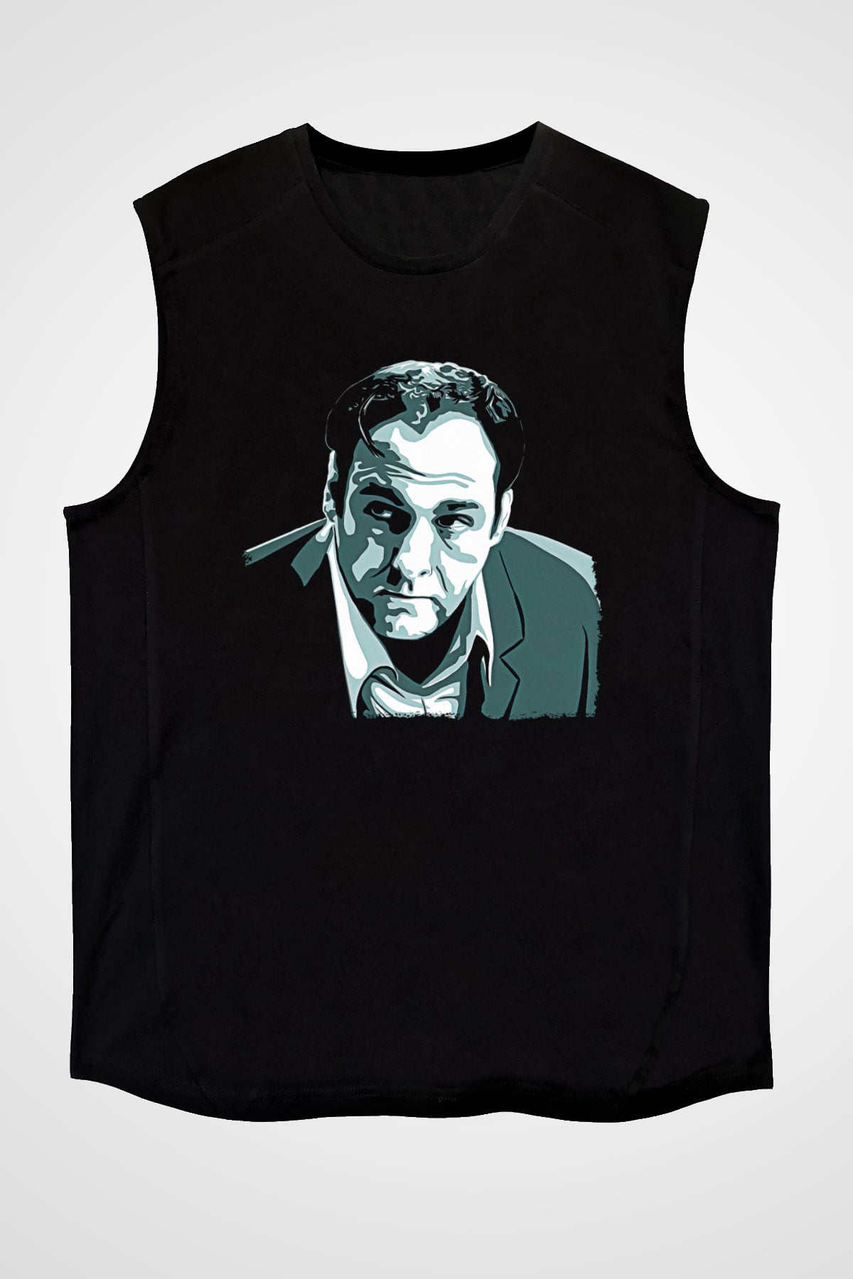 Sopranos Baskılı Unisex Siyah Kolsuz Tişört - Tshirt