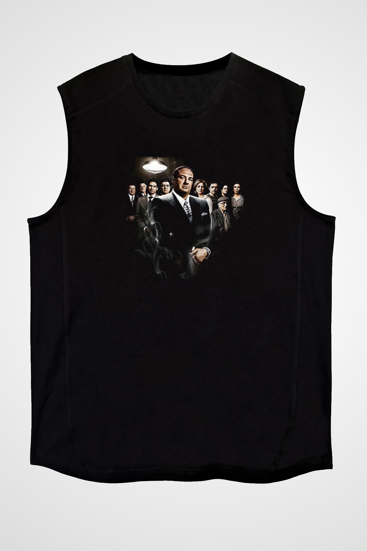 Sopranos Baskılı Unisex Siyah Kolsuz Tişört - Tshirt