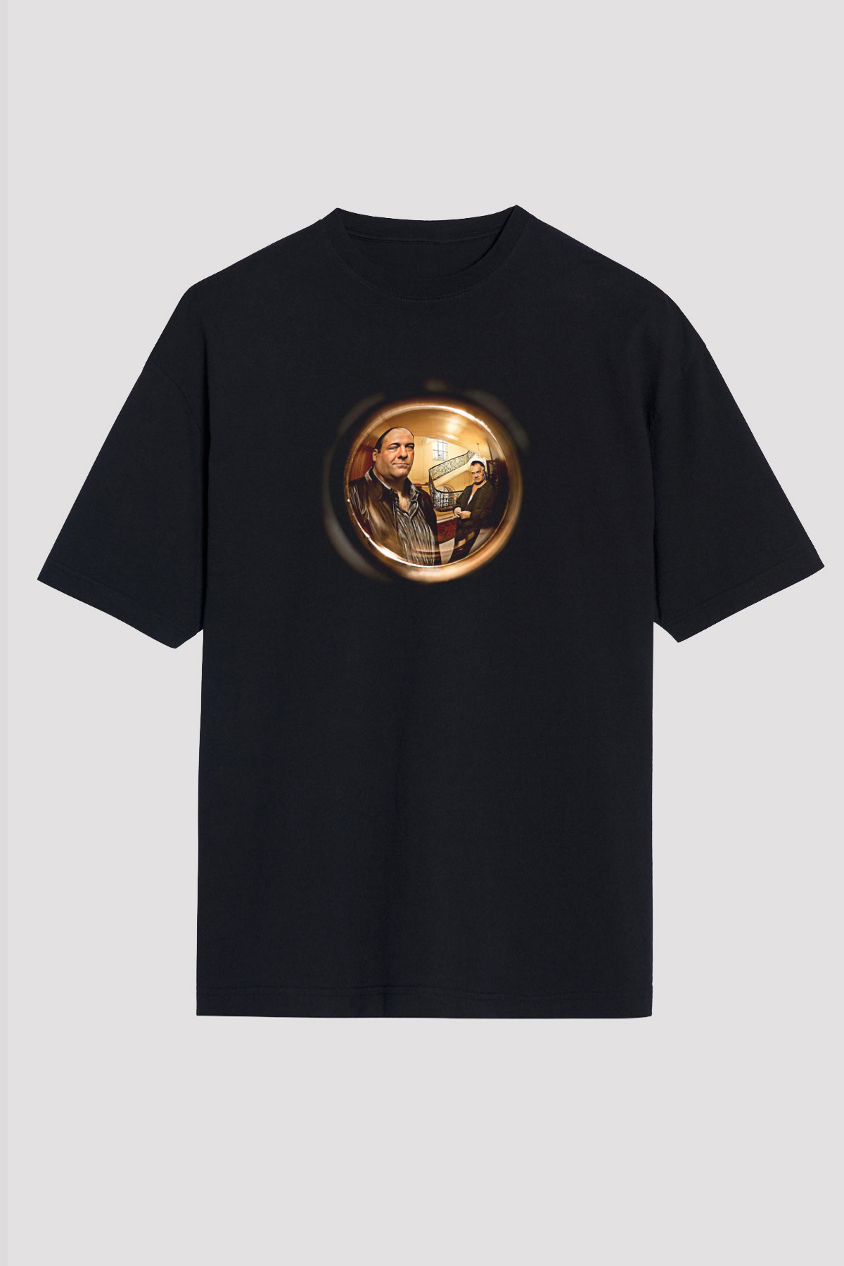 Sopranos Baskılı Unisex Siyah Oversize Tişört - Tshirt