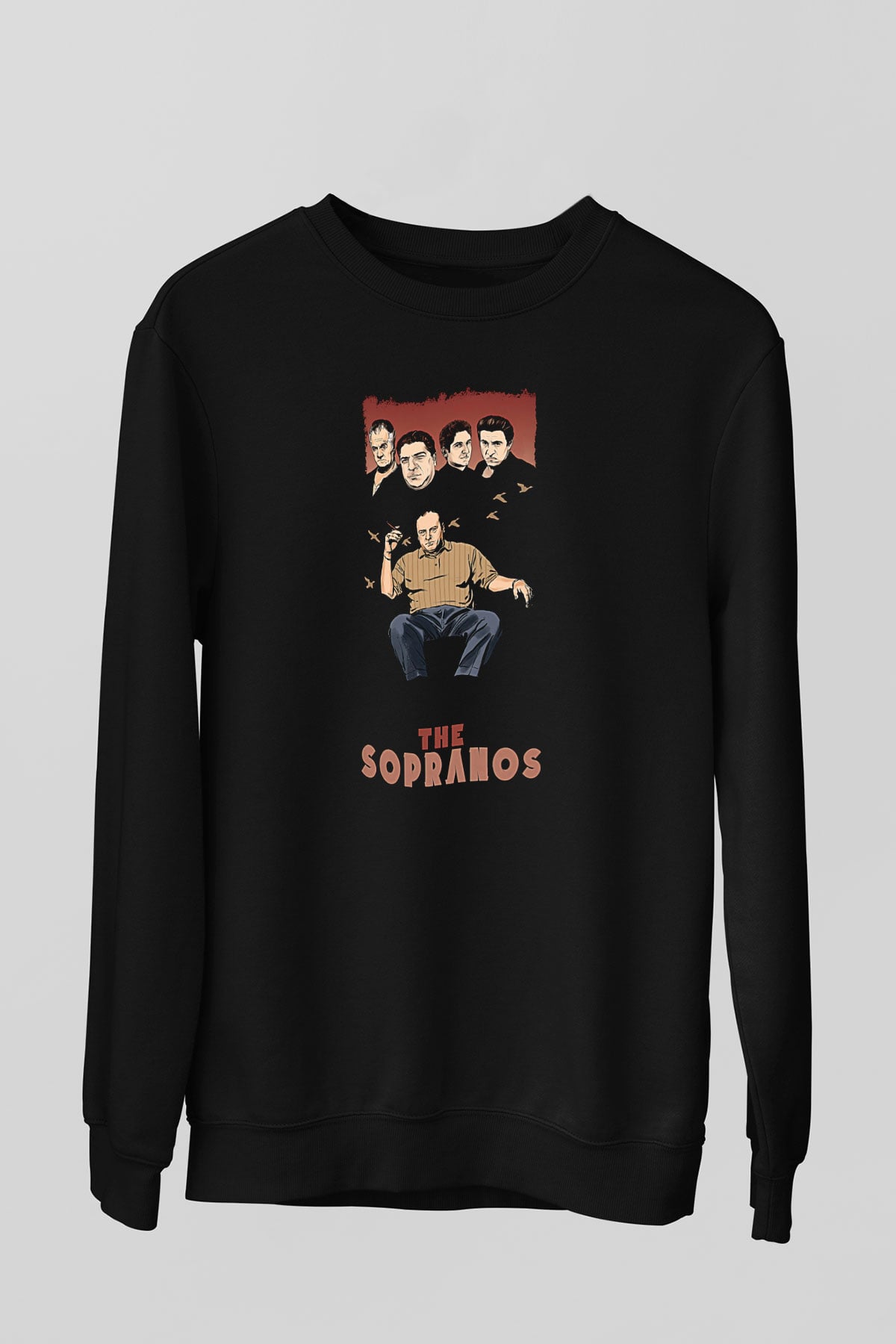 Sopranos Baskılı Unisex Siyah Sweatshirt