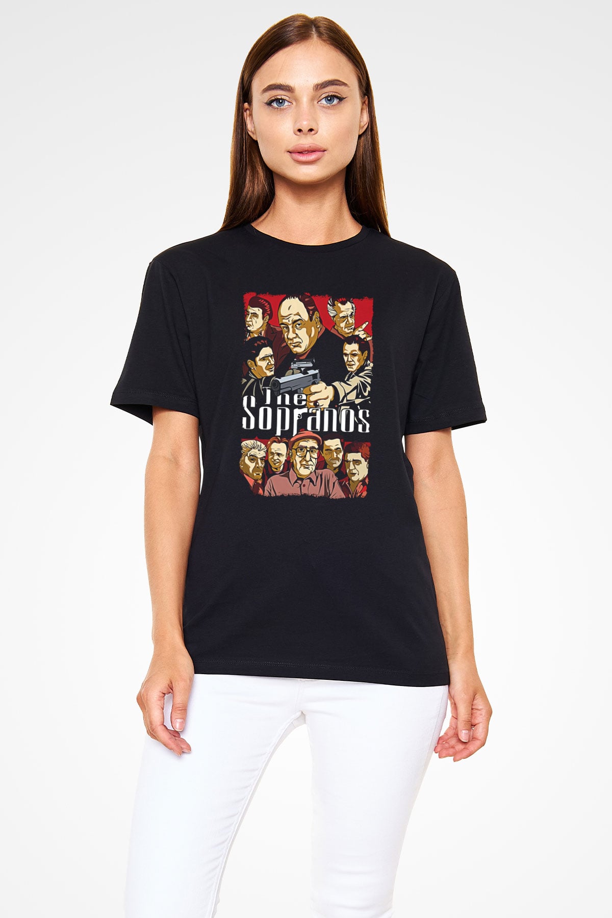 Sopranos Baskılı Unisex Siyah Tişört - Tshirt