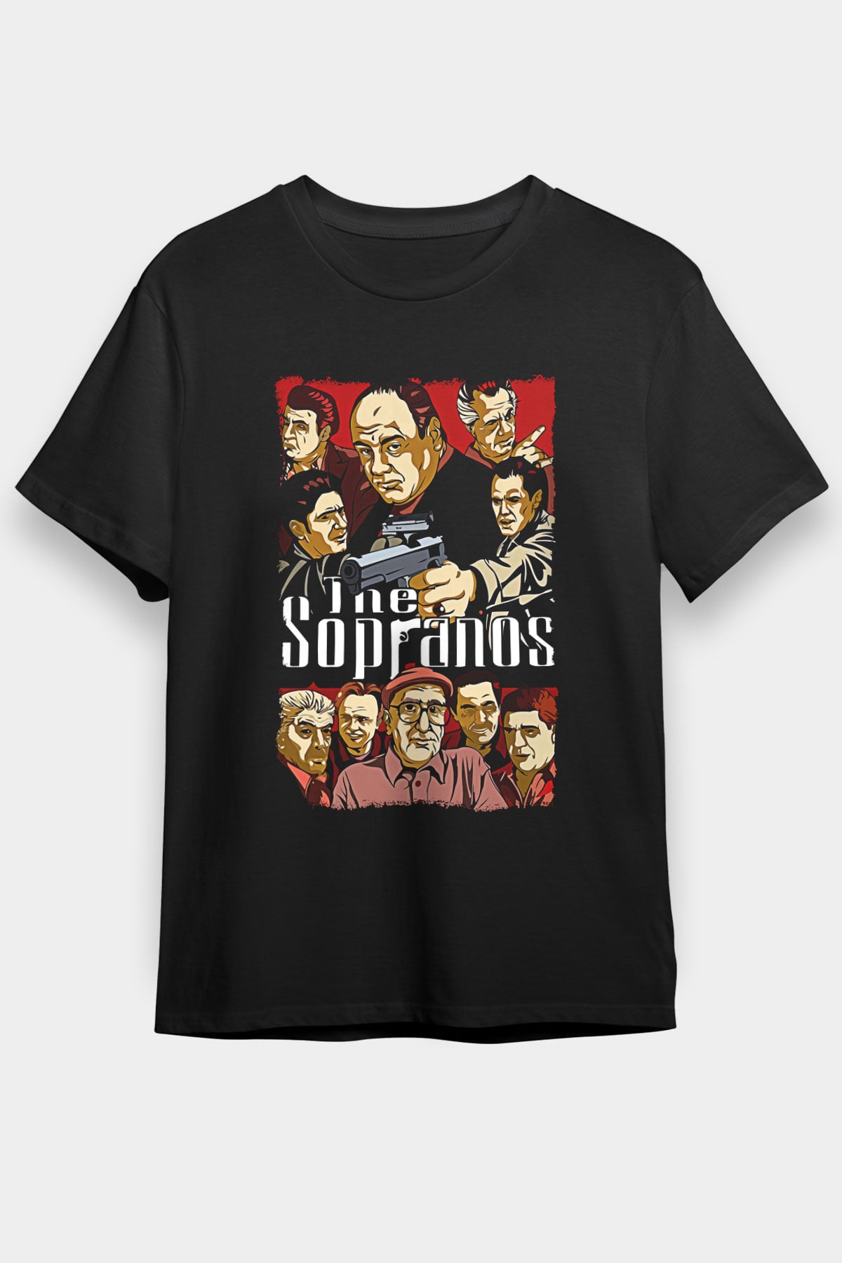 Sopranos Baskılı Unisex Siyah Tişört - Tshirt