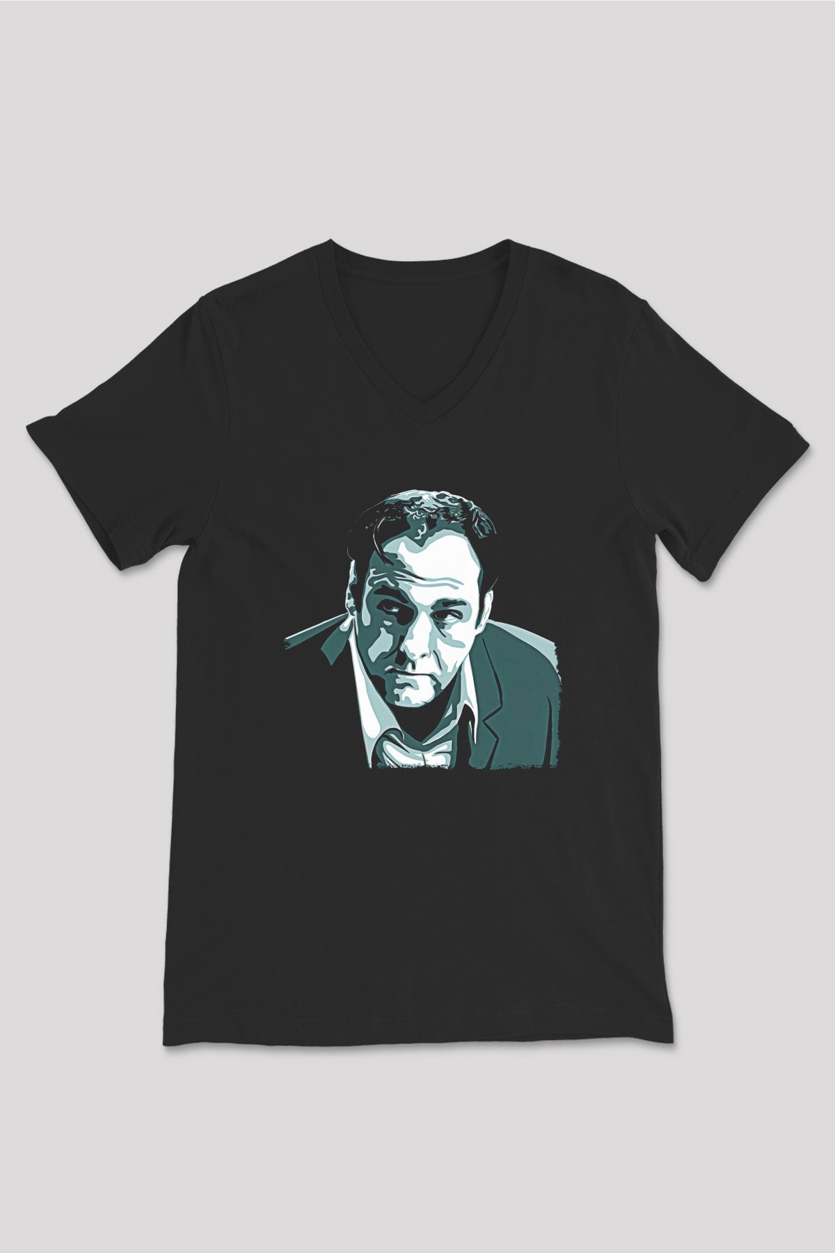 Sopranos Baskılı Unisex Siyah V Yaka Tişört - Tshirt