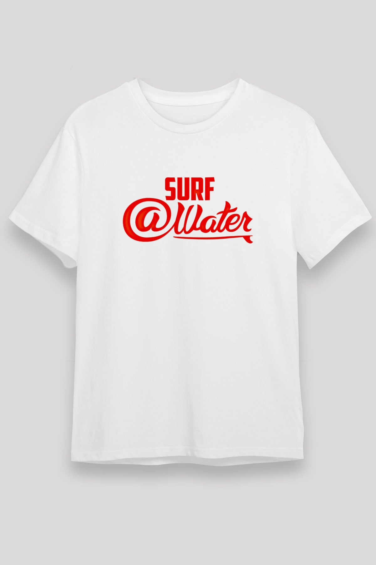 Sörf Baskılı Unisex Beyaz Tişört - Tshirt