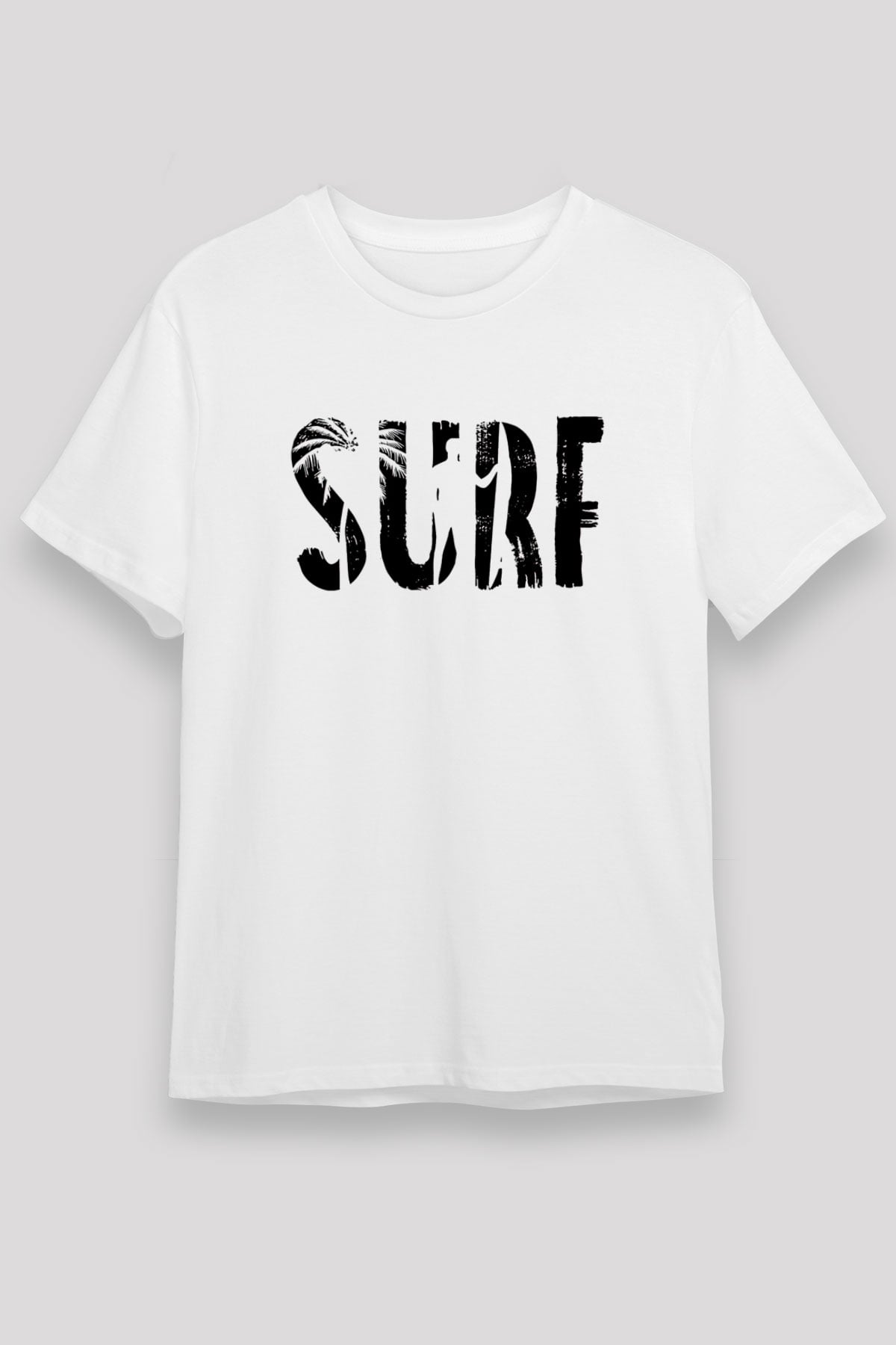 Sörf Baskılı Unisex Beyaz Tişört - Tshirt