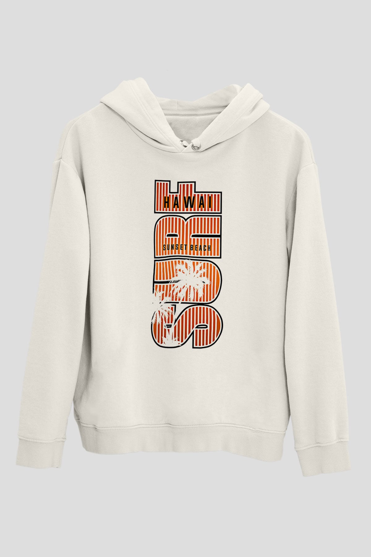 Sörf Baskılı Unisex Ekru Hoodie
