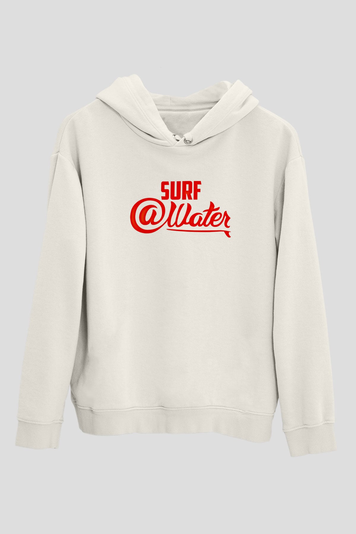 Sörf Baskılı Unisex Ekru Hoodie