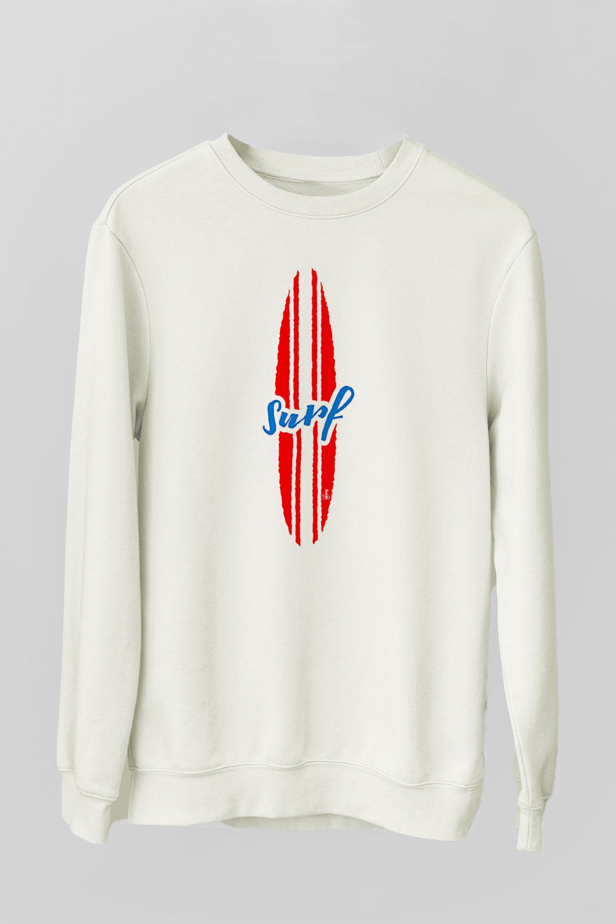 Sörf Baskılı Unisex Ekru Sweatshirt