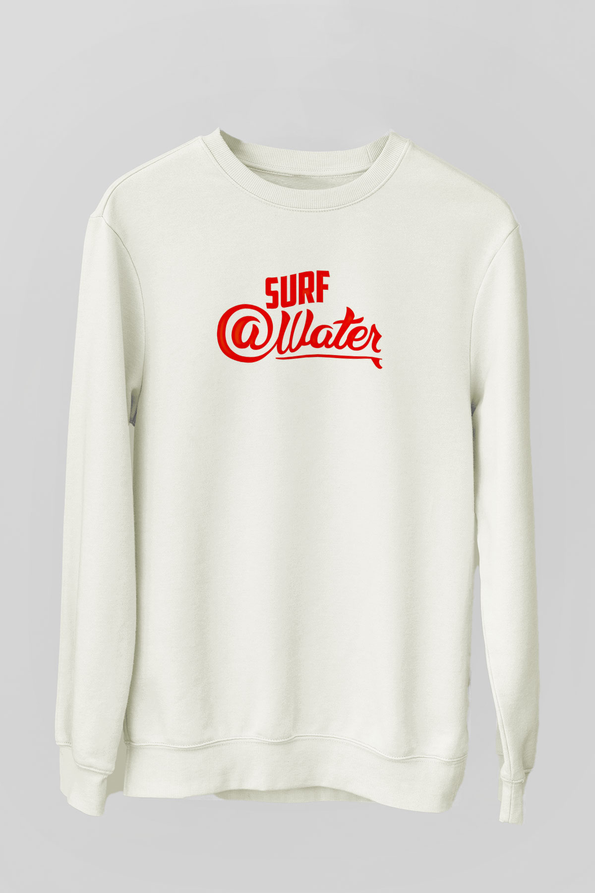 Sörf Baskılı Unisex Ekru Sweatshirt