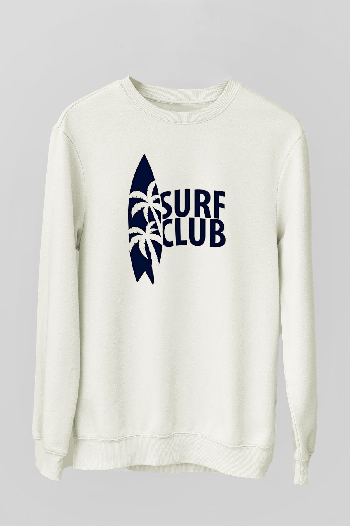 Sörf Baskılı Unisex Ekru Sweatshirt
