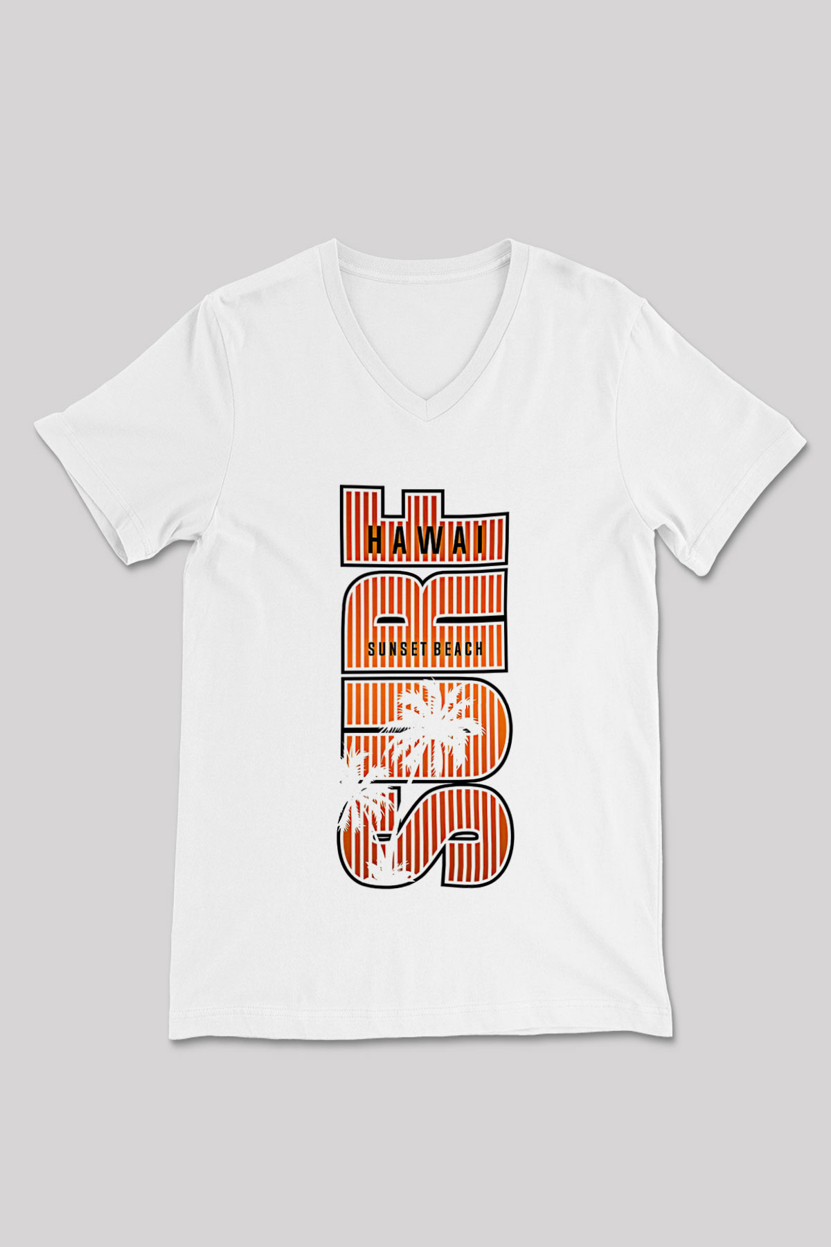 Sörf Baskılı Unisex V Yaka Tişört - Tshirt
