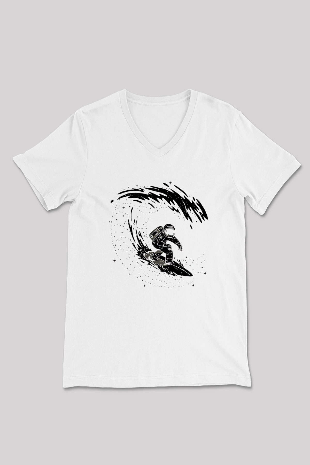 Sörf Baskılı Unisex V Yaka Tişört - Tshirt