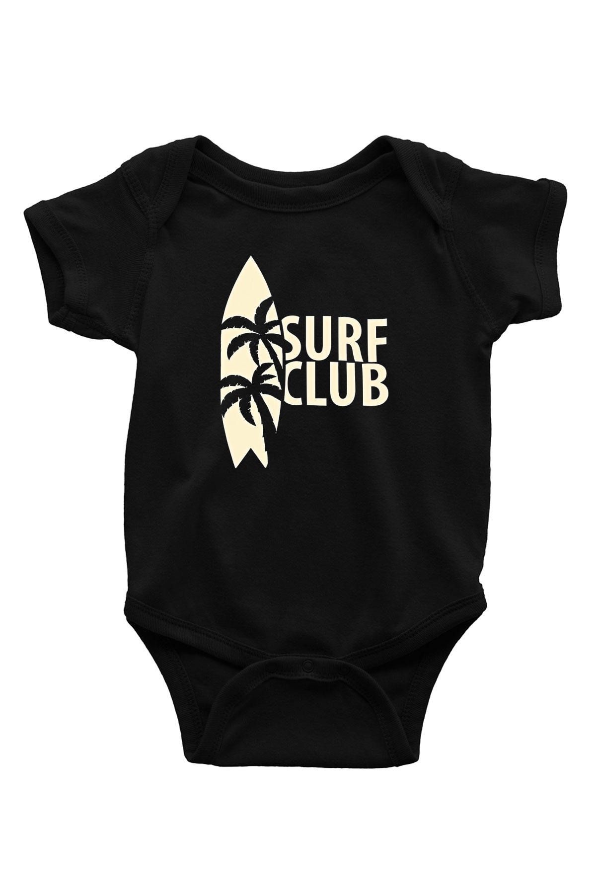Sörf - Surfing Baskılı Unisex Siyah Bebek Body - Zıbın