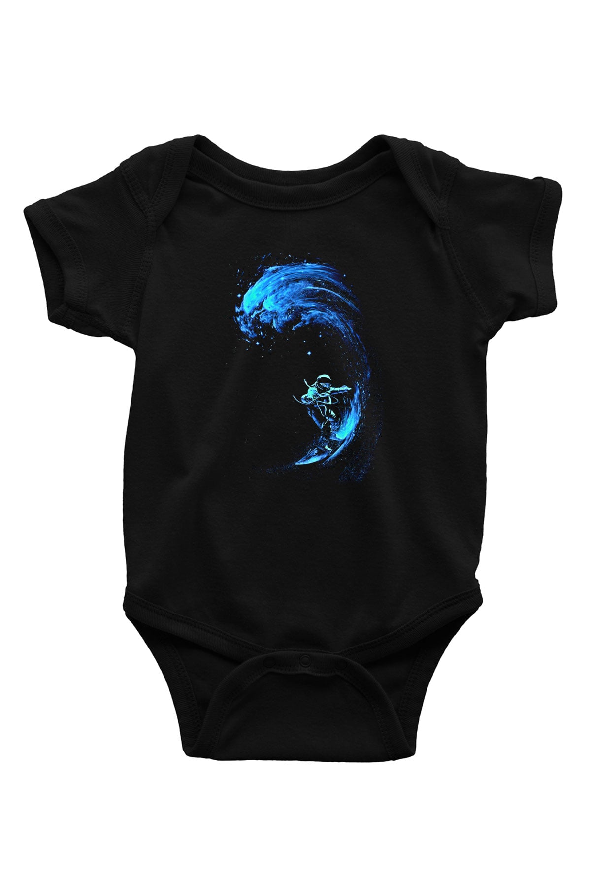 Sörf - Surfing Baskılı Unisex Siyah Bebek Body - Zıbın