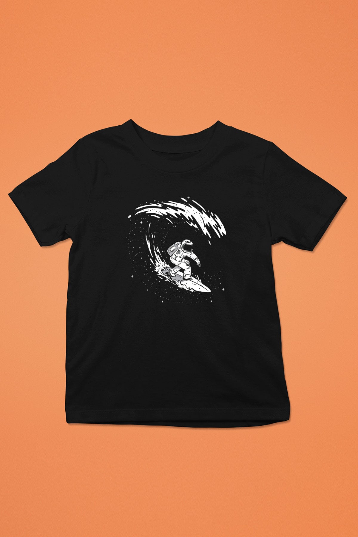 Sörf - Surfing Baskılı Unisex Siyah Çocuk Tİşörtü - Tshirt